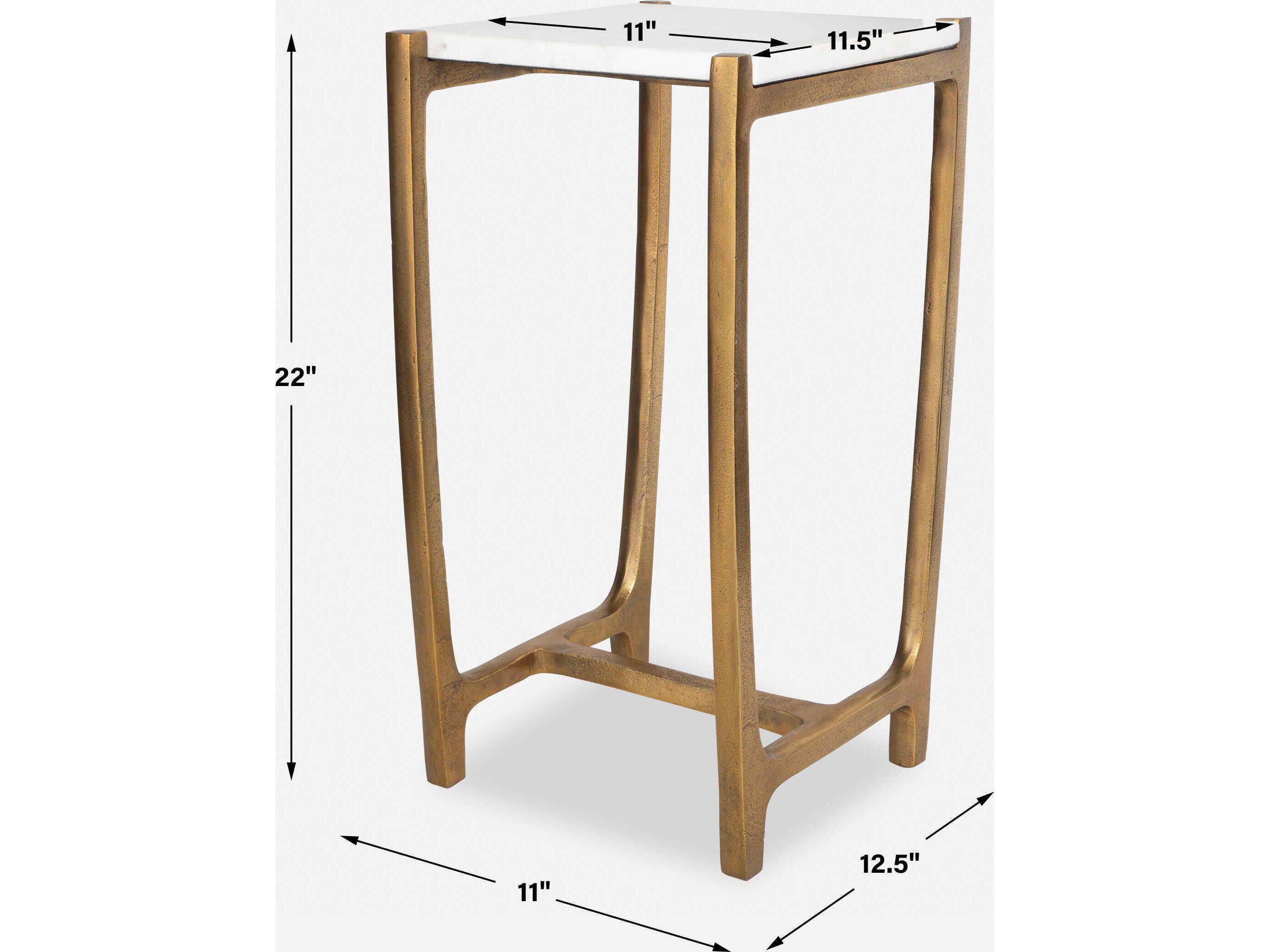 Uttermost Affinity Square Marble Antique Gold End Table