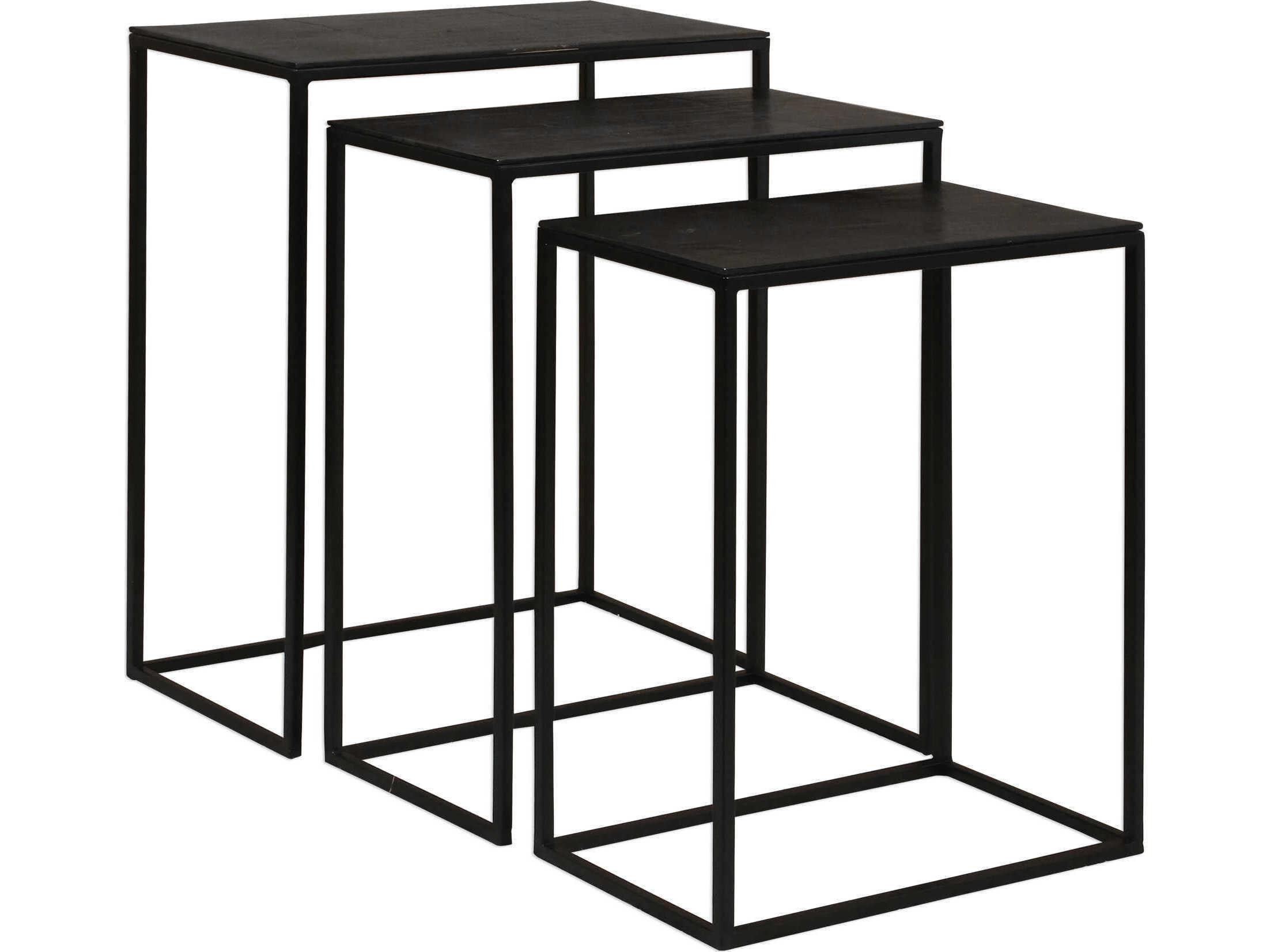 Uttermost Coreene Rectangular Metal Aged Black End Table
