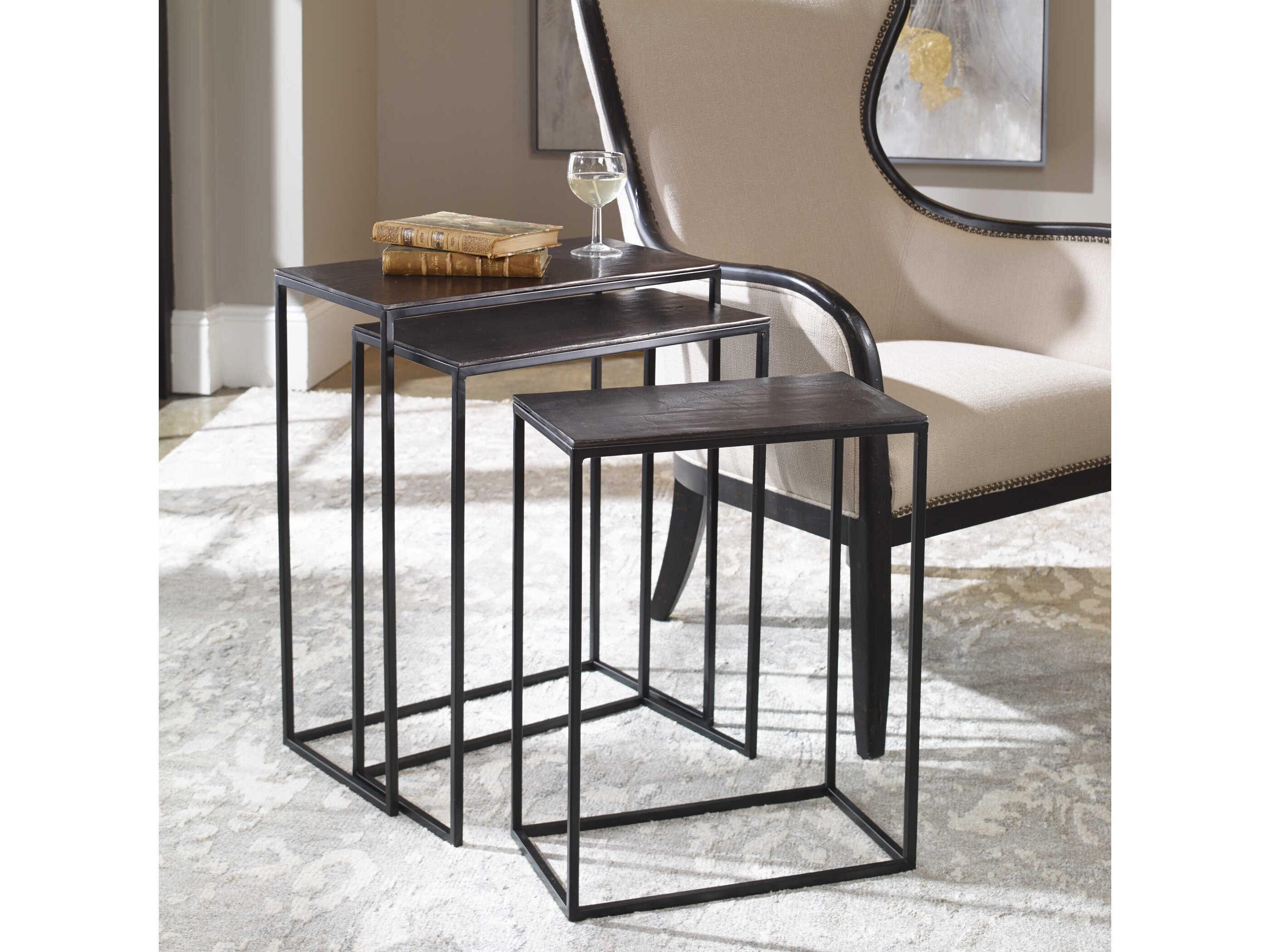 Uttermost Coreene Rectangular Metal Aged Black End Table