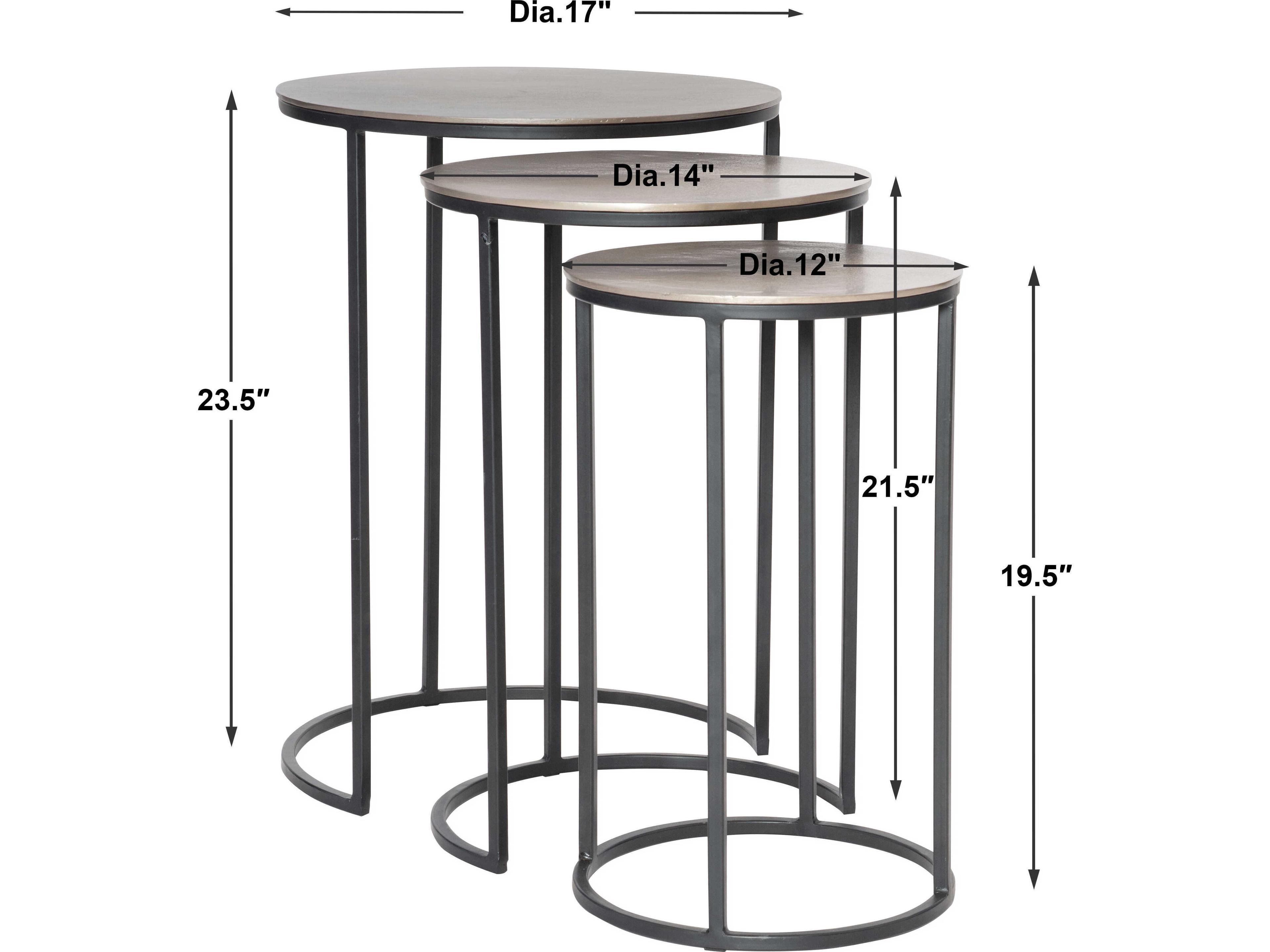 Uttermost Erik Round Metal Plated Antique Nickel Aged Black End Table