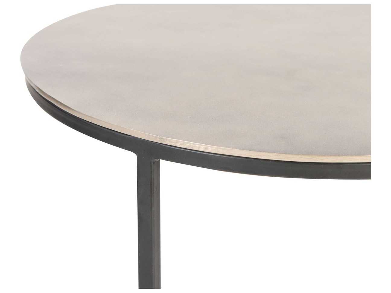 Uttermost Erik Round Metal Plated Antique Nickel Aged Black End Table