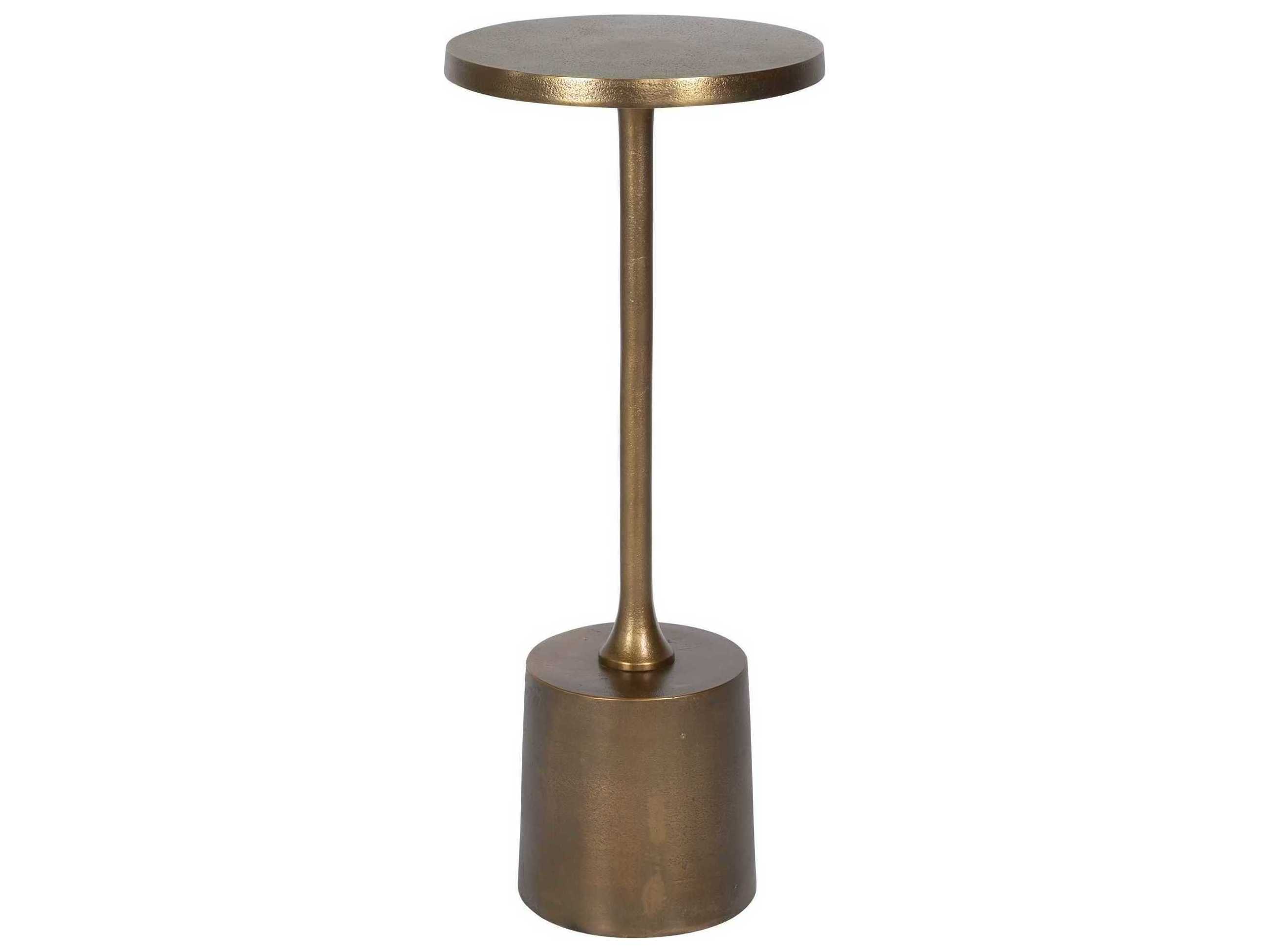 Uttermost Sanaga Round Metal Antique Gold End Table