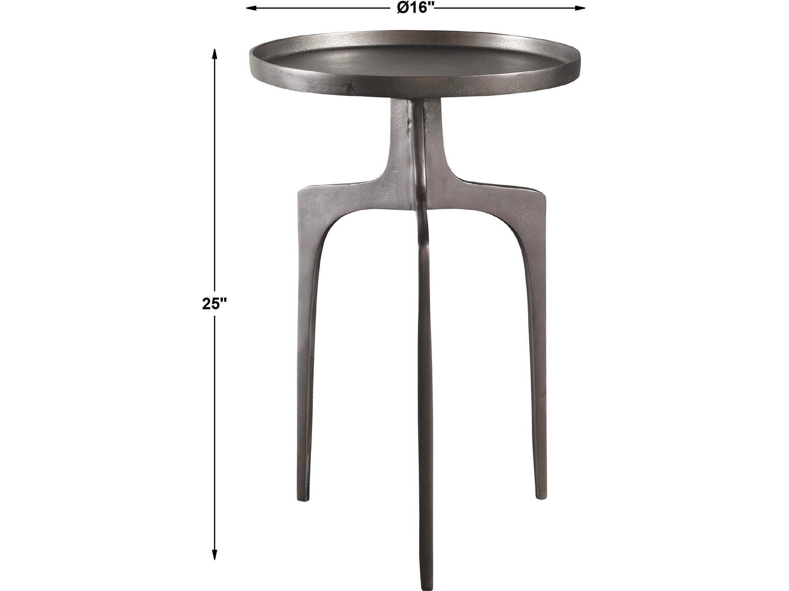Uttermost Kenna Round Metal Textured Nickel End Table
