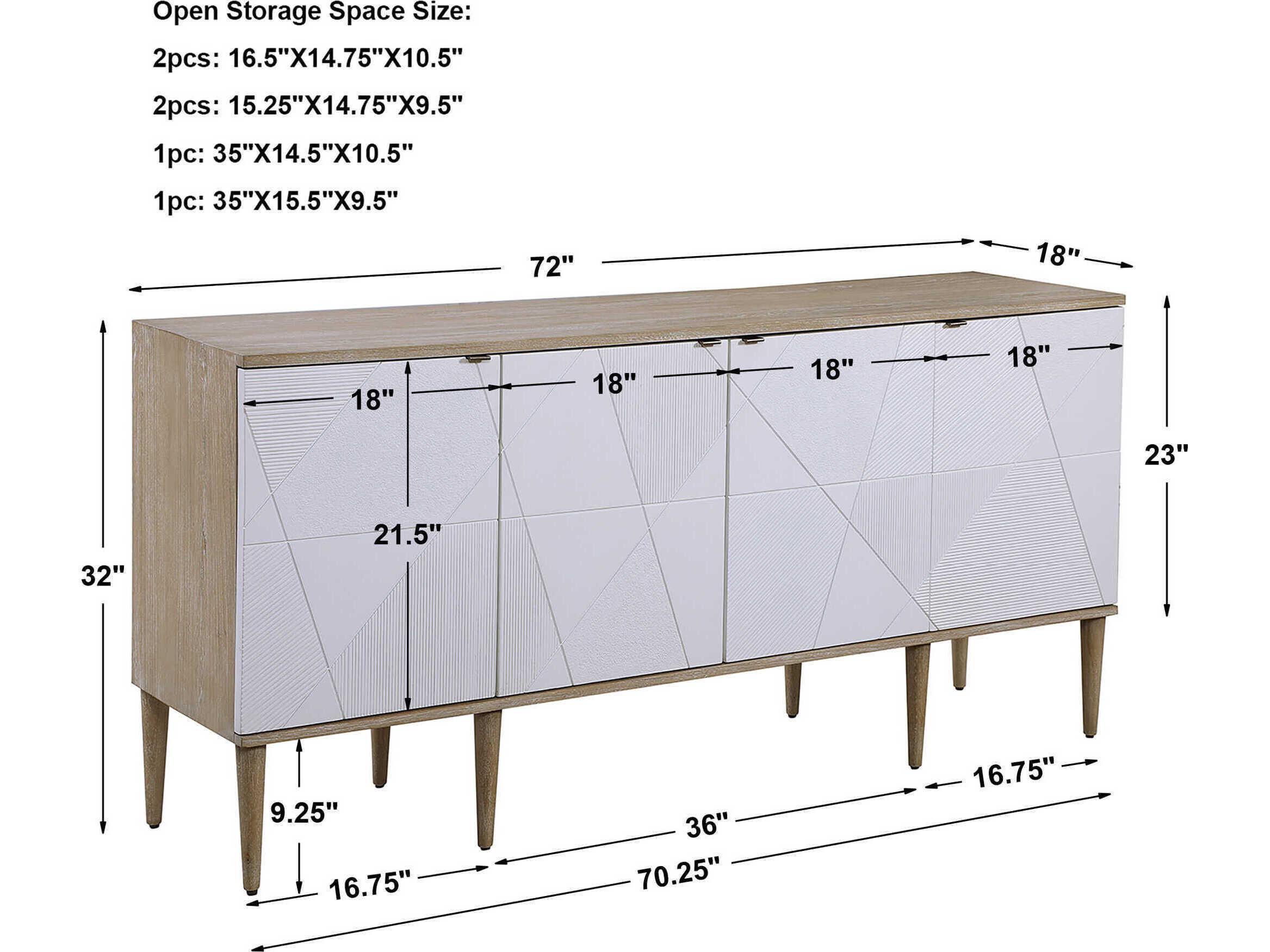 Uttermost Tightrope 72" Oak Wood Natural Sideboard