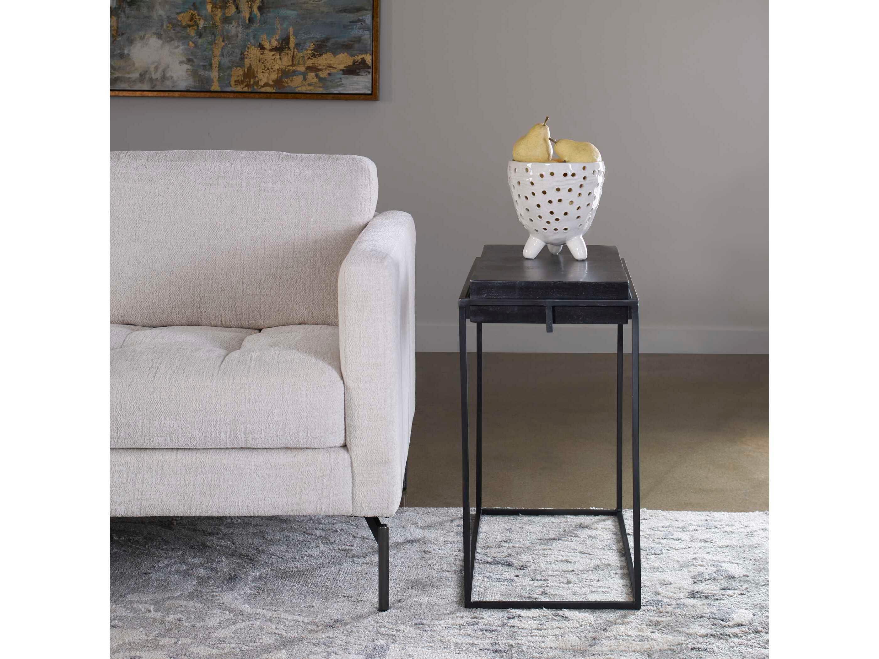 Uttermost Telone Rectangular Metal Dark Oxidized Black End Table