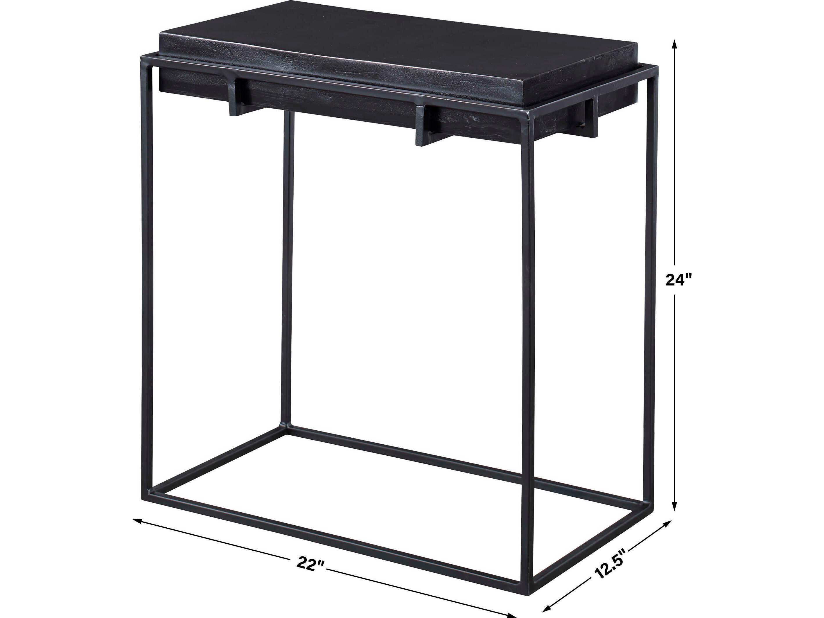 Uttermost Telone Rectangular Metal Dark Oxidized Black End Table