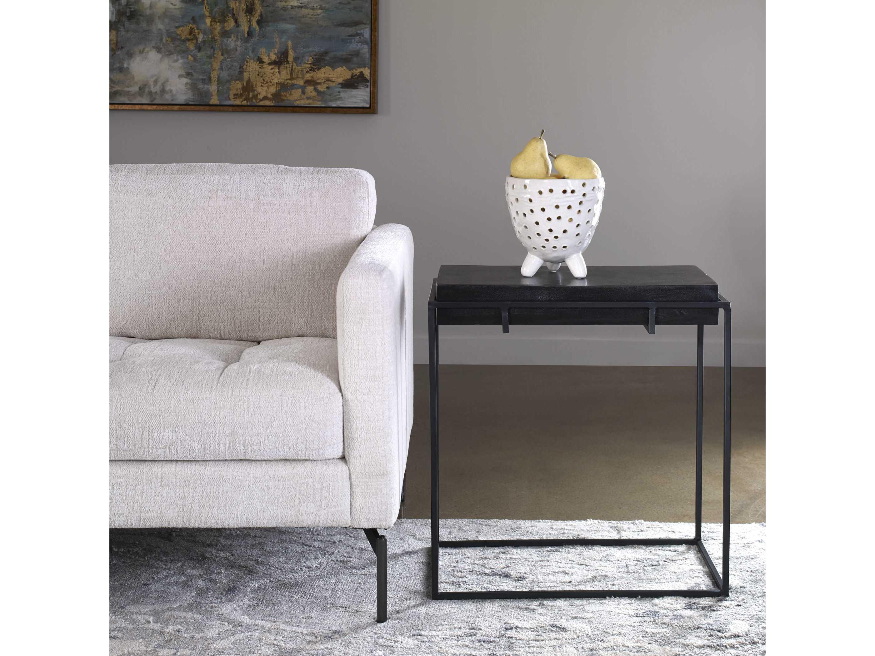 Uttermost Telone Rectangular Metal Dark Oxidized Black End Table