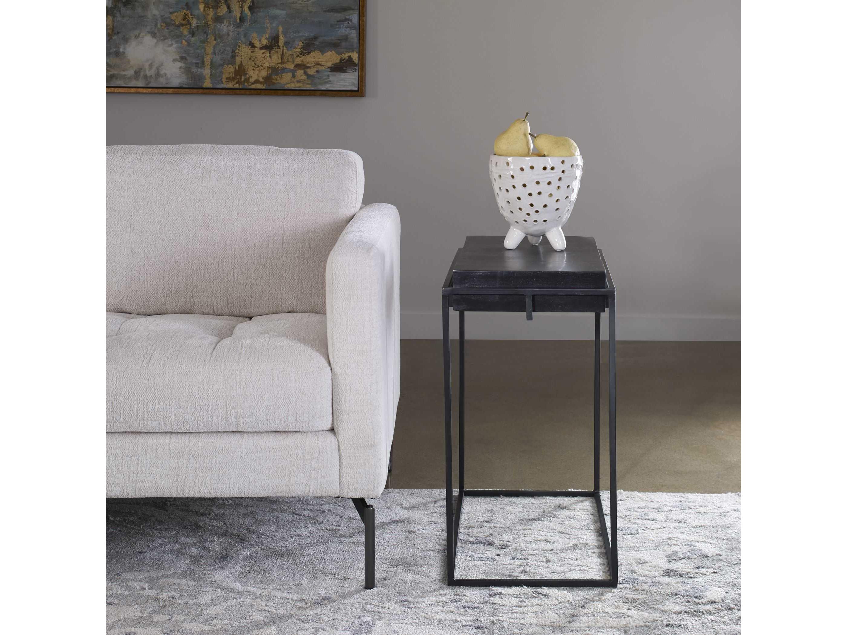 Uttermost Telone Rectangular Metal Dark Oxidized Black End Table