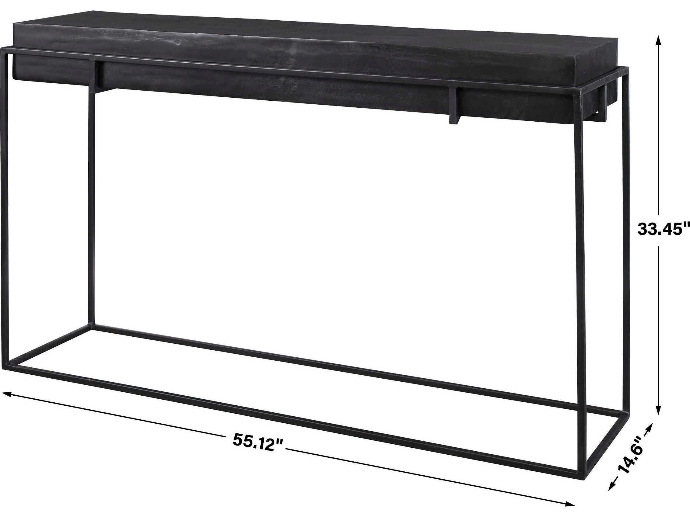 Uttermost Telone Modern Rectangular Metal Dark Oxidized Black Console Table