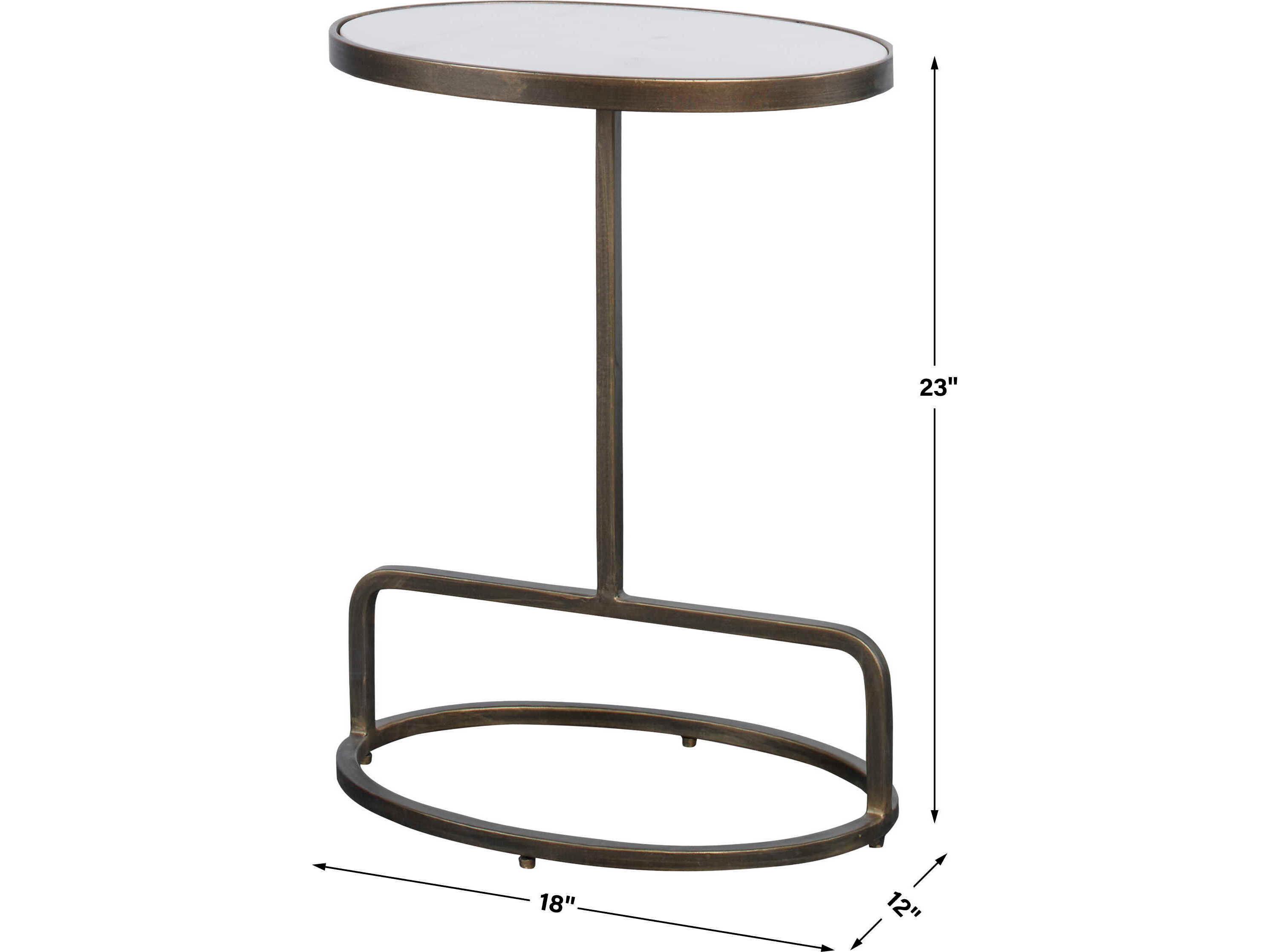 Uttermost Jessenia Oval Marble Antique Brushed Gold End Table