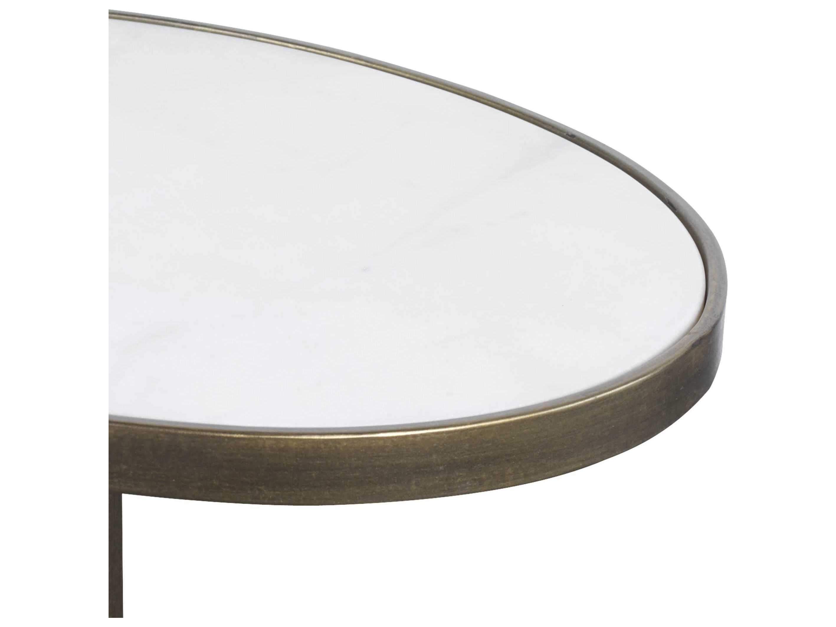 Uttermost Jessenia Oval Marble Antique Brushed Gold End Table