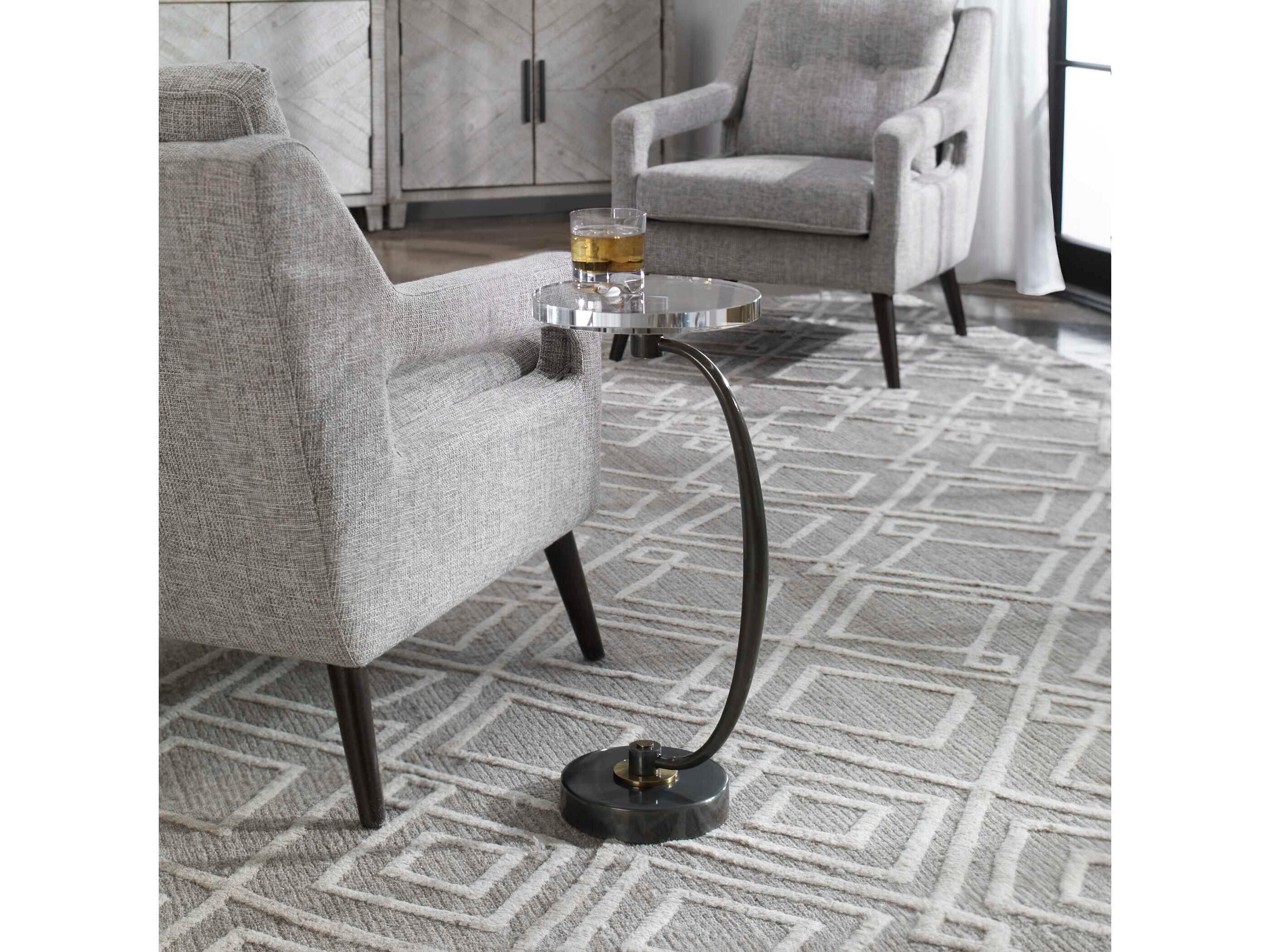 Uttermost Waveney Round Glass Dark Bronze End Table