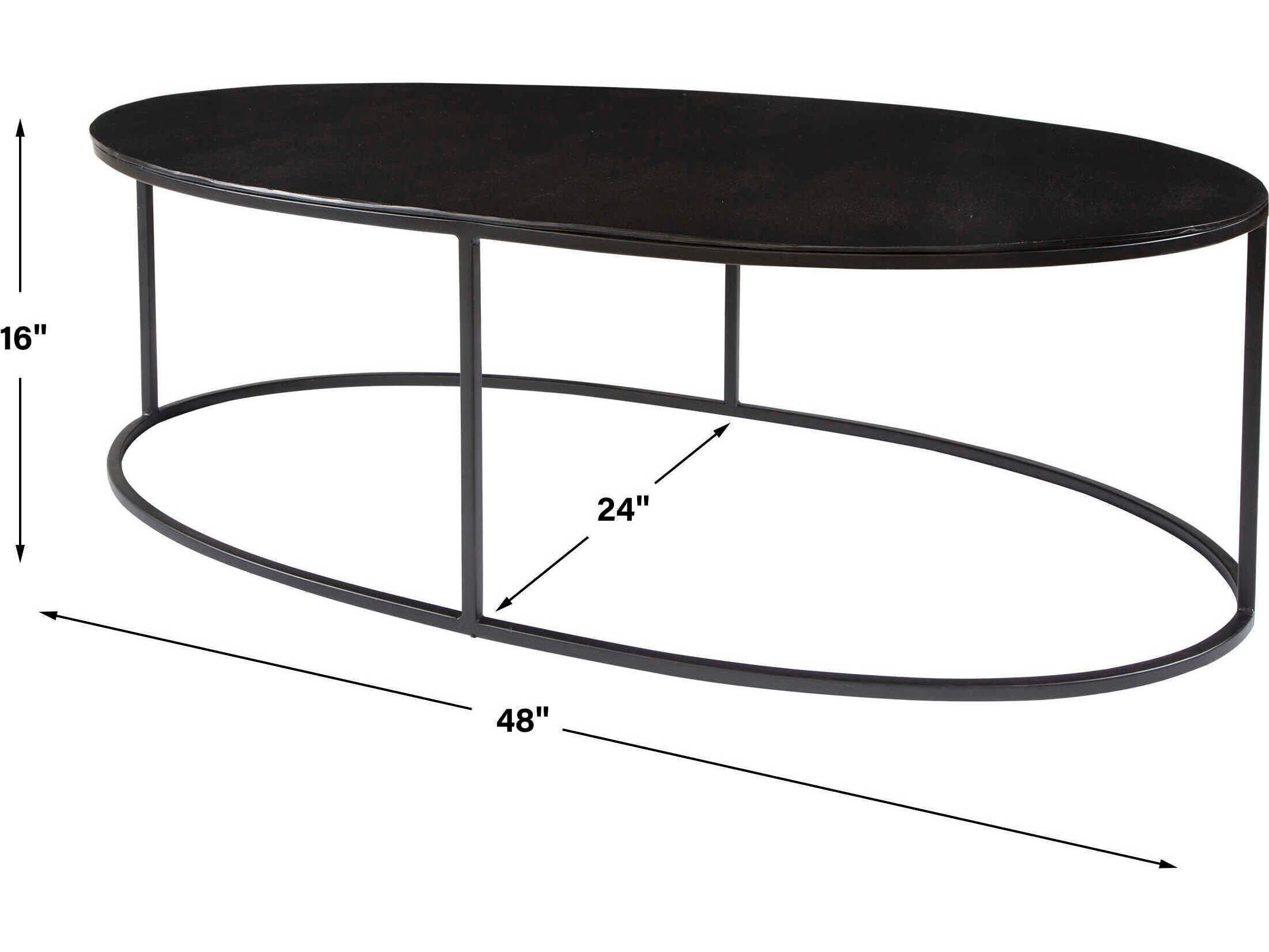 Uttermost Coreene Oval Metal Plated Antique Black Coffee Table