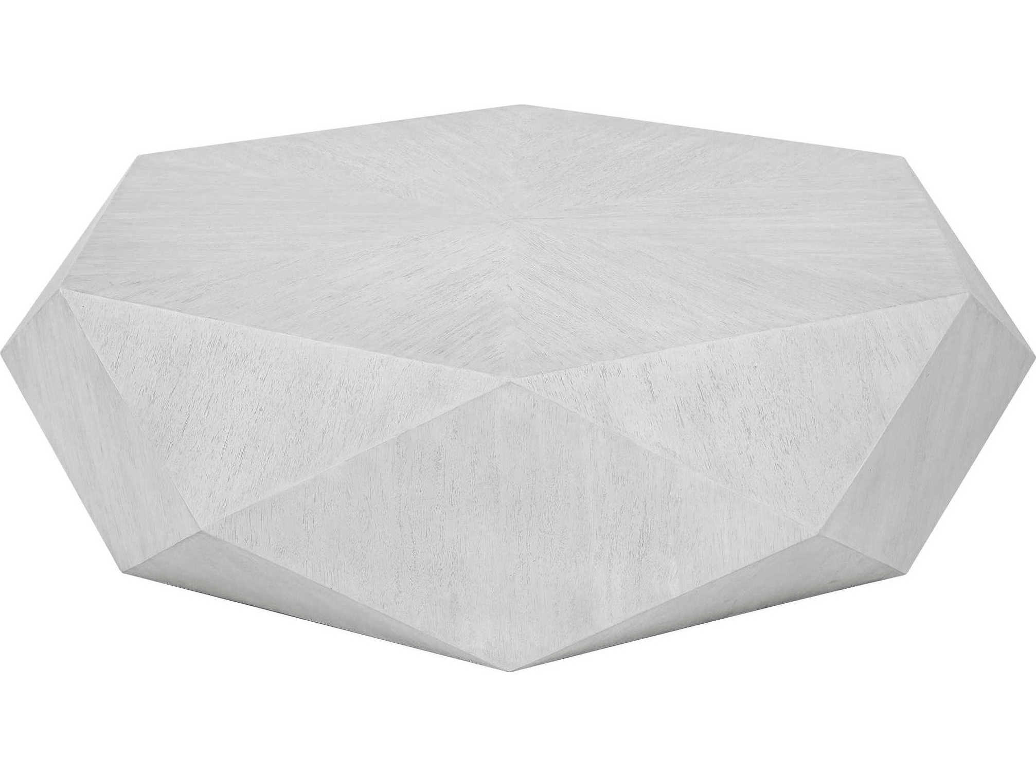 Uttermost Volker Hexagon Wood White Ceruse Coffee Table