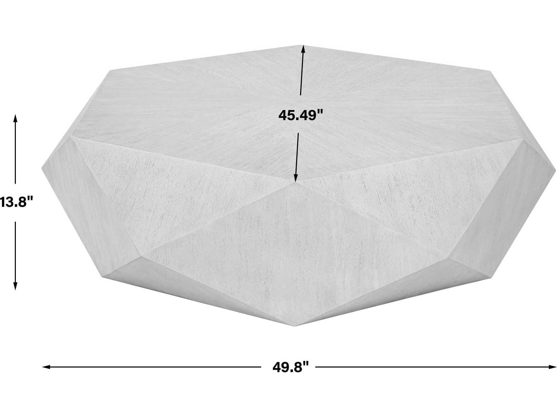 Uttermost Volker Hexagon Wood White Ceruse Coffee Table