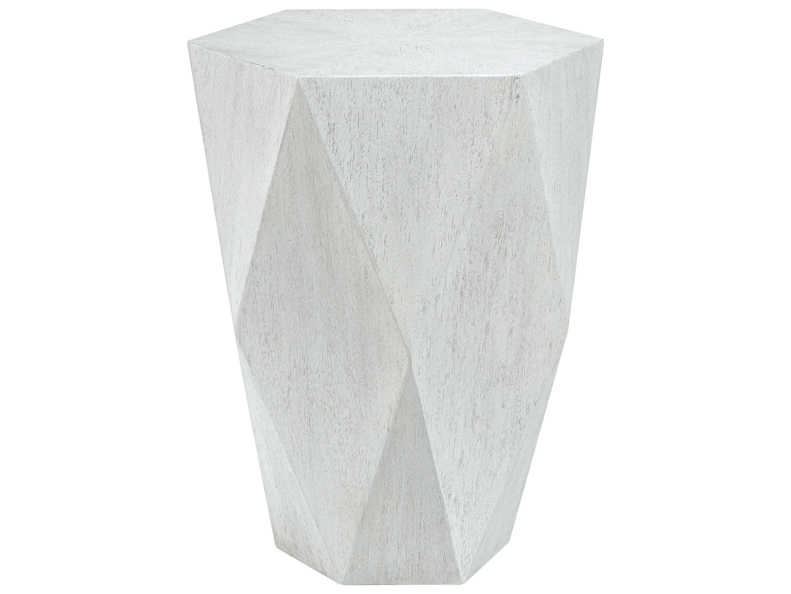 Uttermost Volker Wood White Ceruse End Table