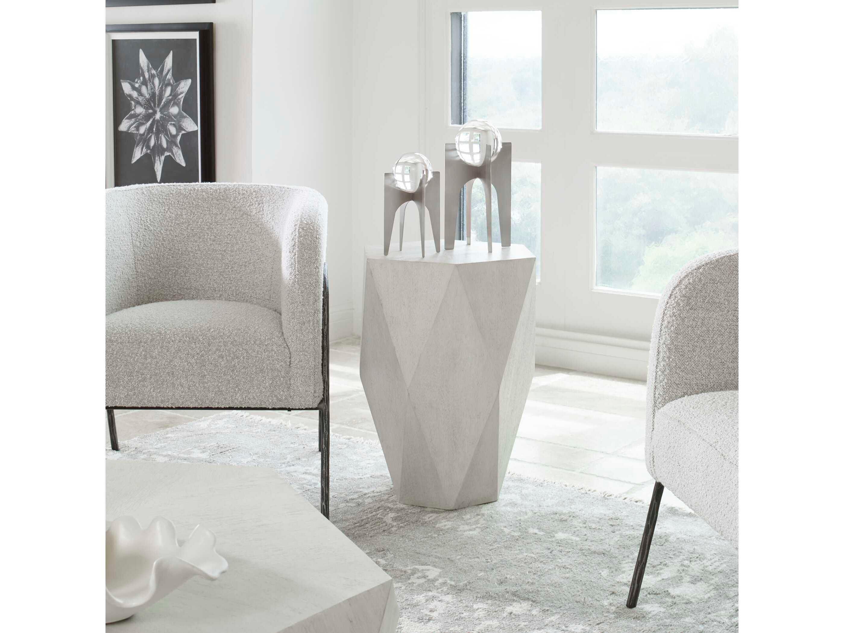 Uttermost Volker Wood White Ceruse End Table