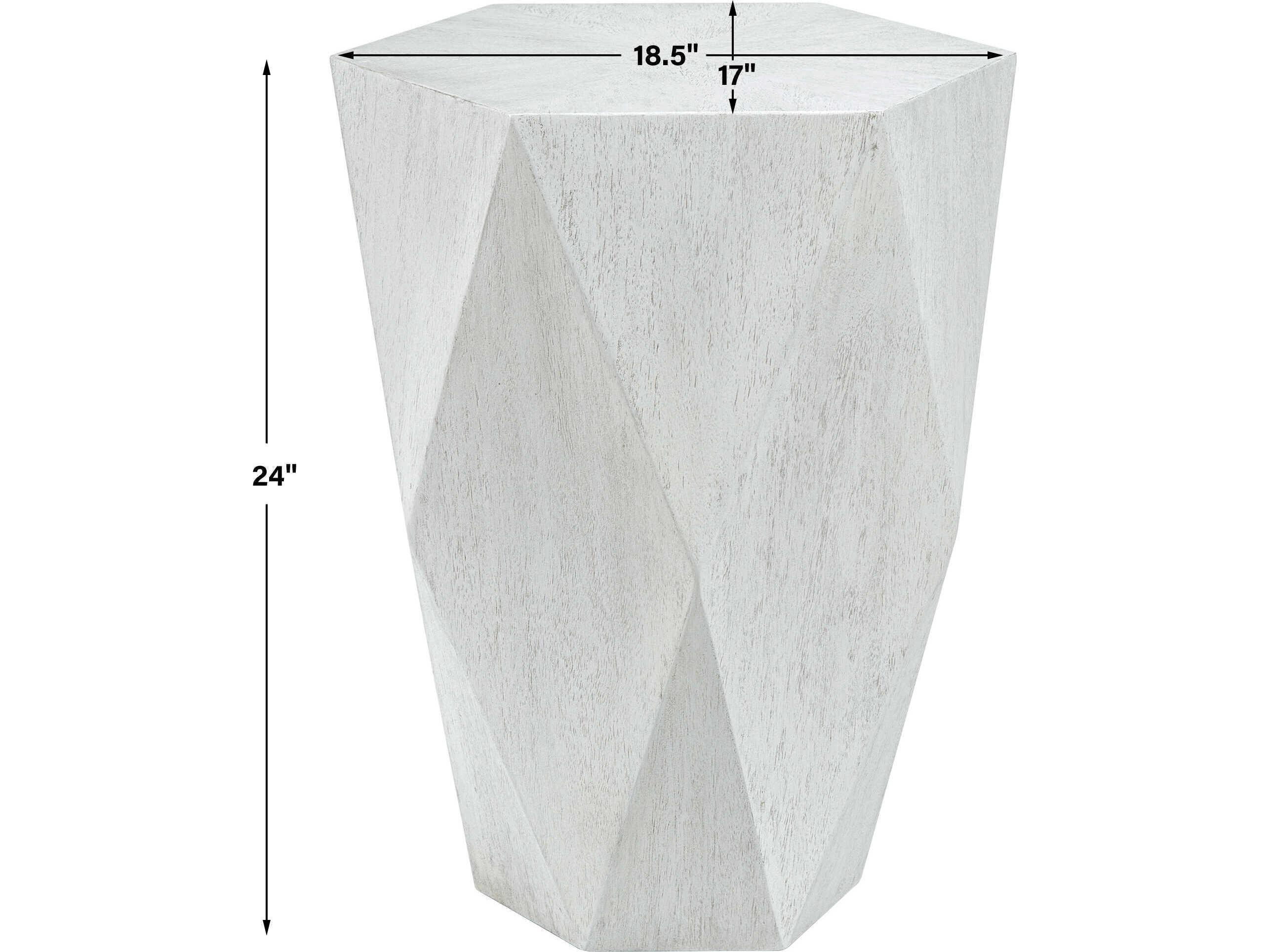 Uttermost Volker Wood White Ceruse End Table