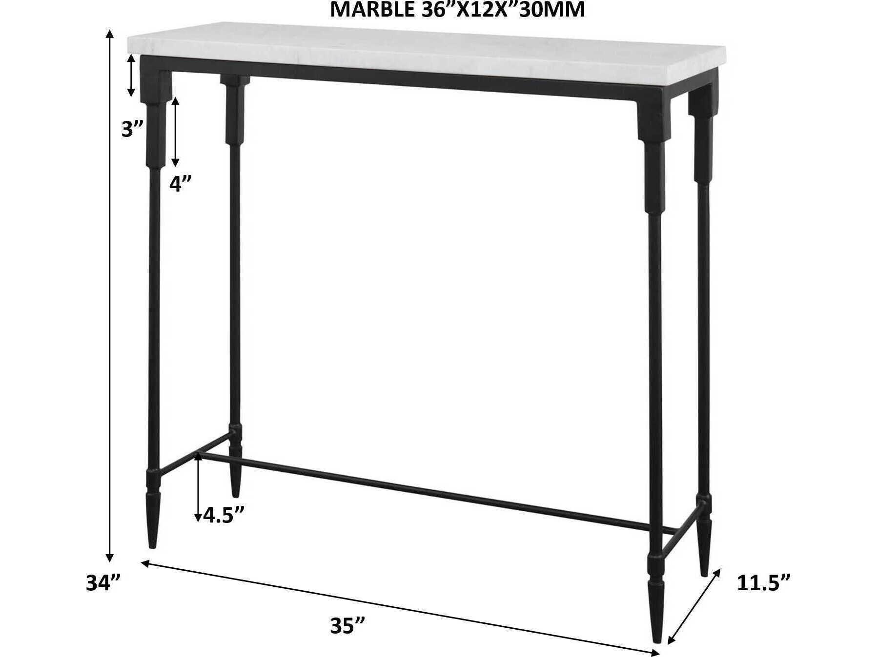Uttermost Bourges Rectangular Marble Black White Console Table