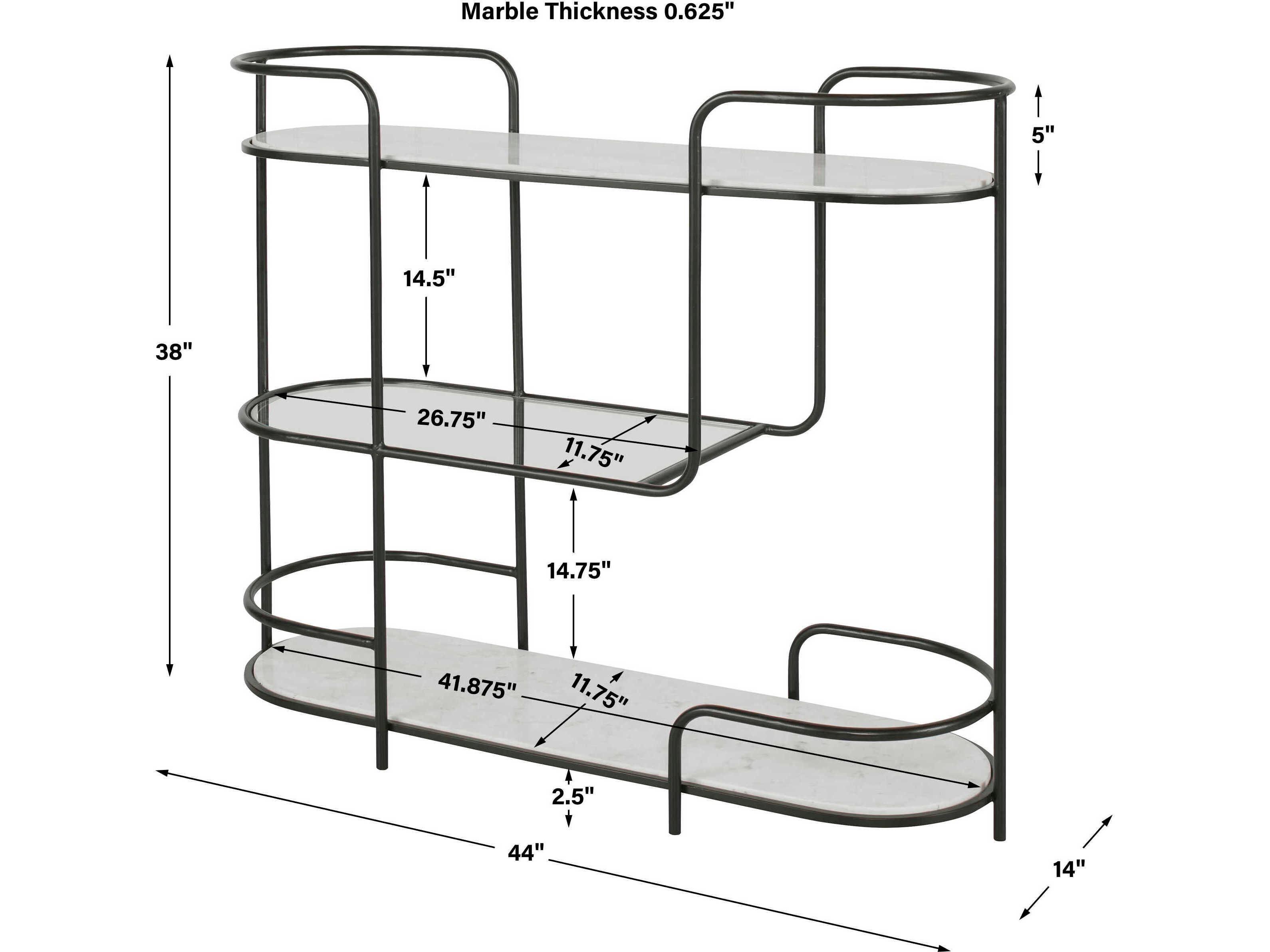 Uttermost Trolley Bar Marble Satin Black Cart