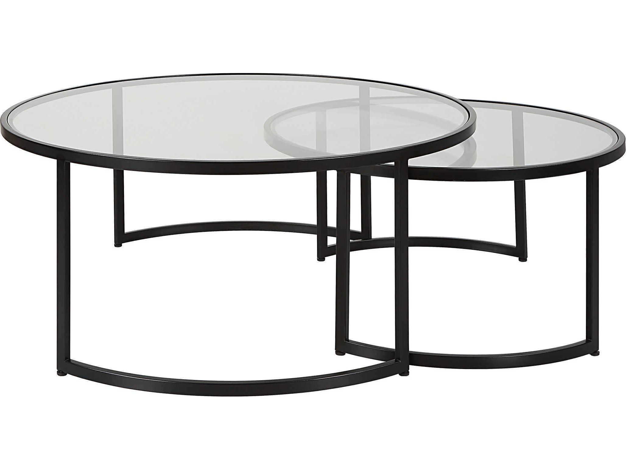 Uttermost Rhea Round Glass Satin Black End Table