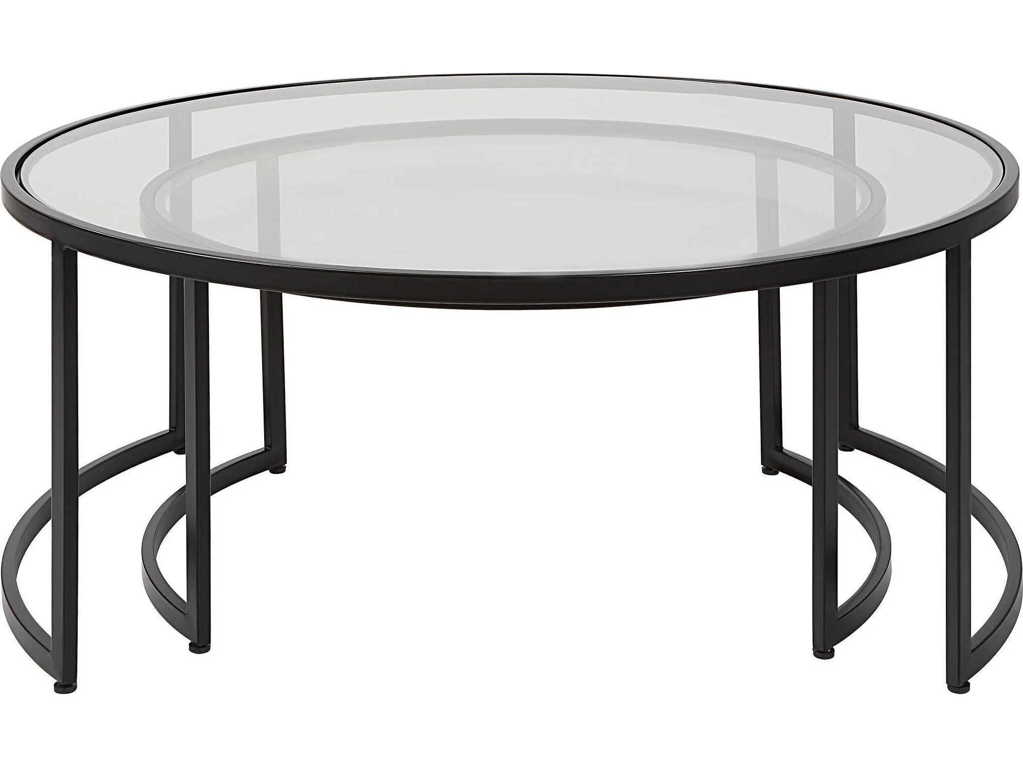 Uttermost Rhea Round Glass Satin Black End Table
