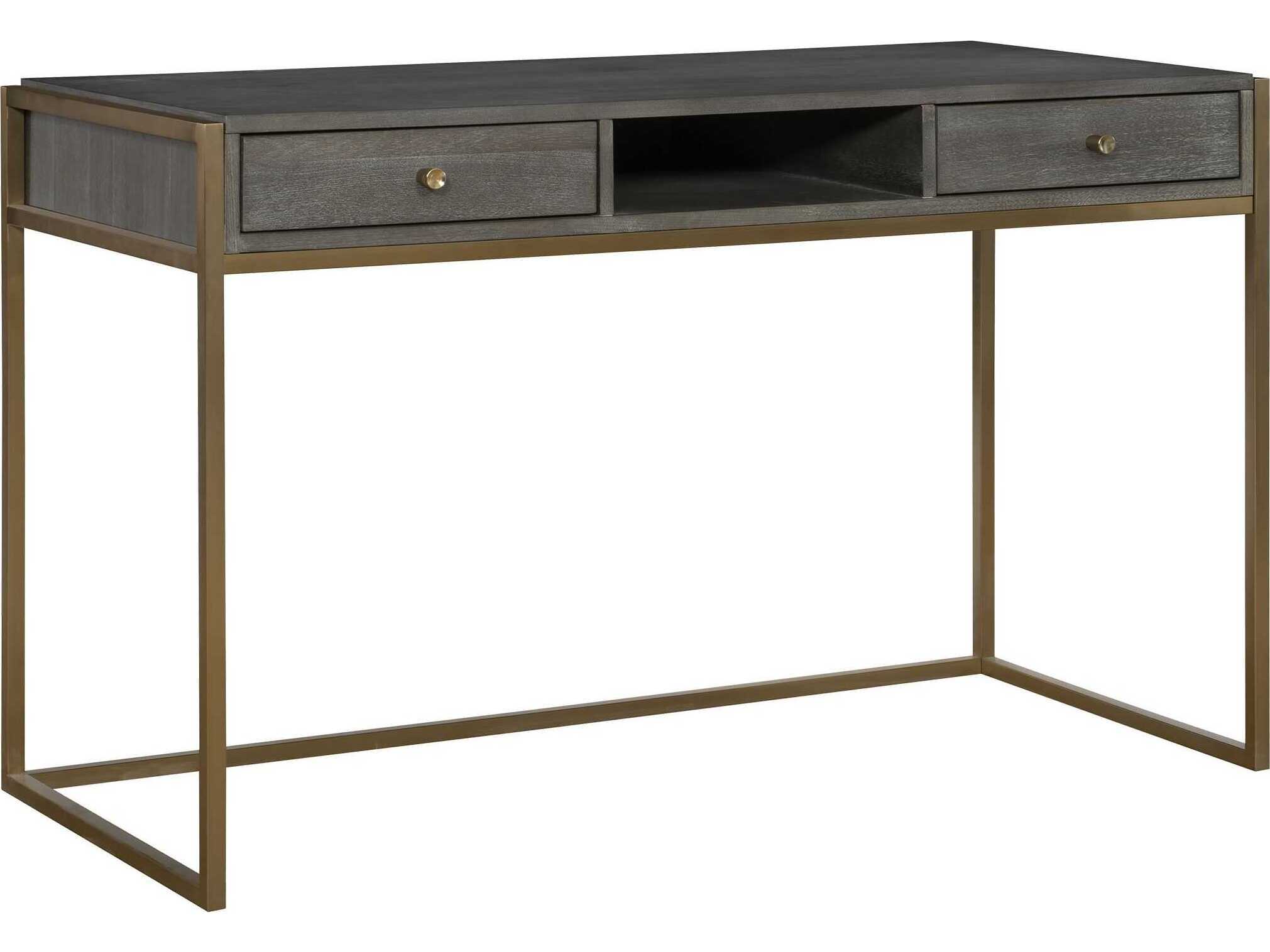 Uttermost Taja Brushed Brass Acacia Wood Writing Desk