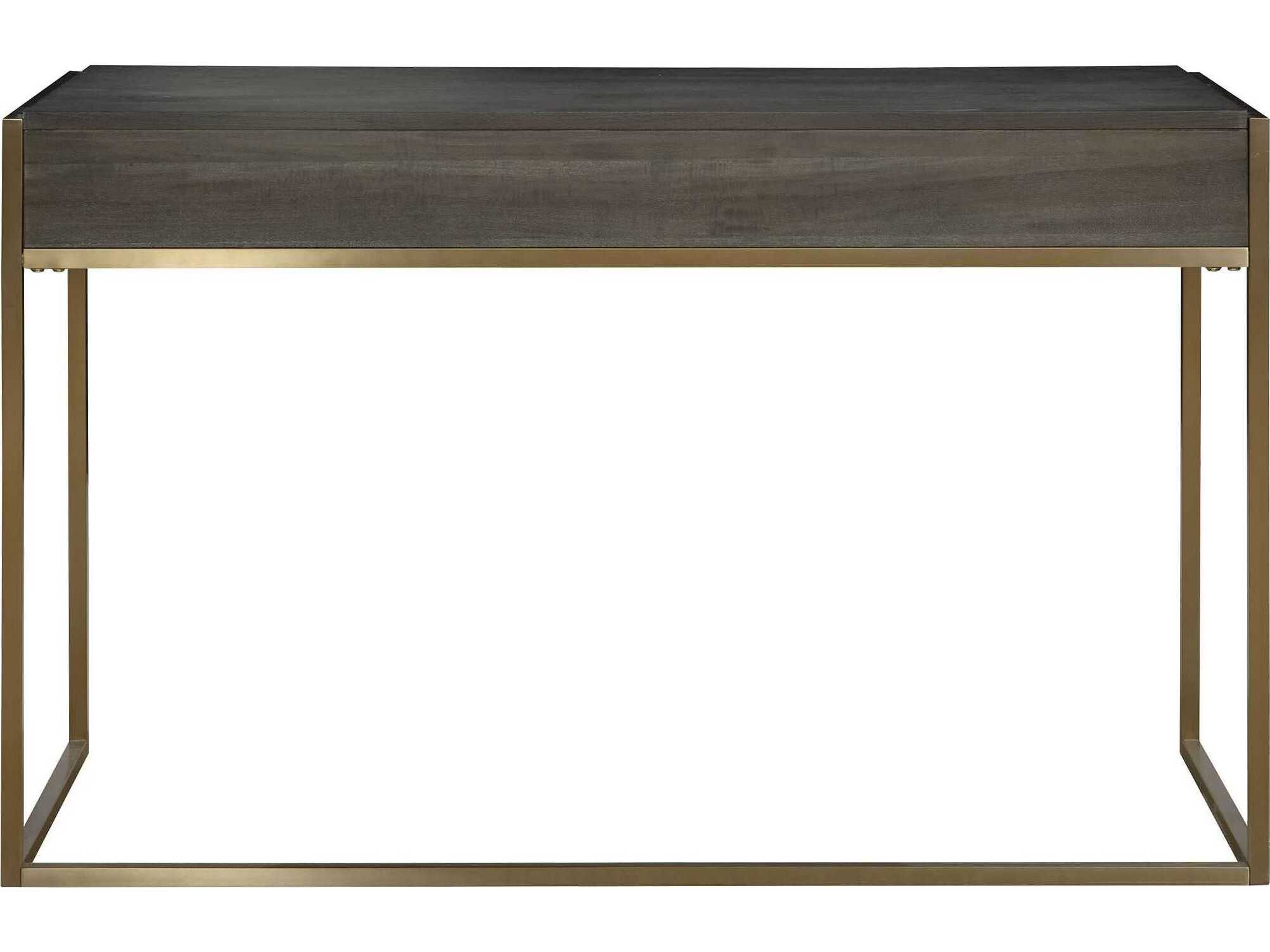 Uttermost Taja Brushed Brass Acacia Wood Writing Desk