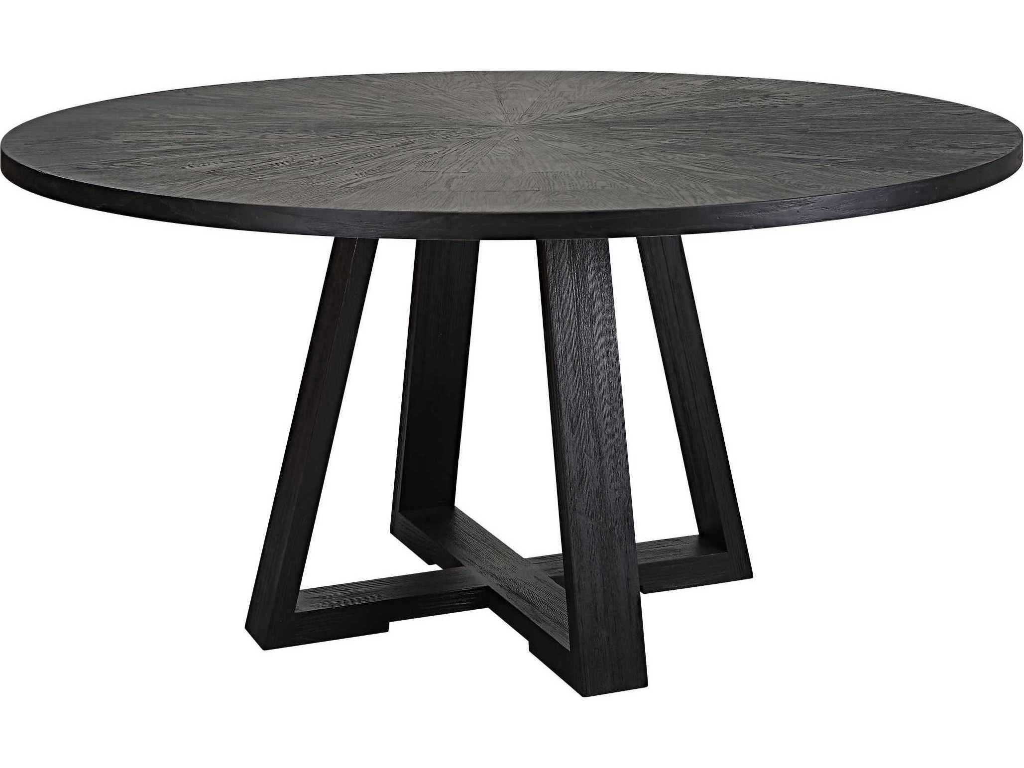 Uttermost Gidran Round Wood Rich Charcoal Black Dining Table