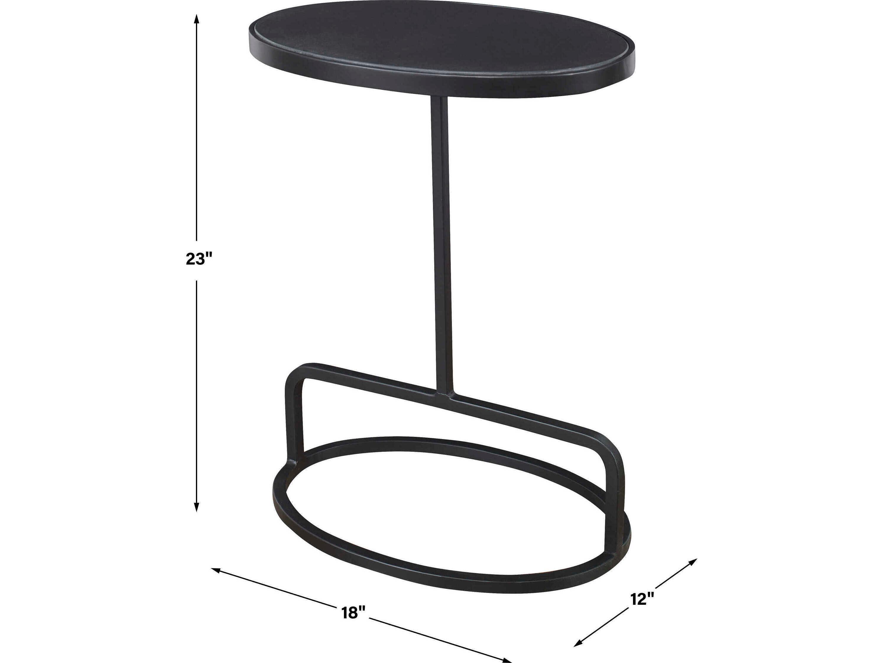 Uttermost Jessenia Oval Marble Satin Black End Table