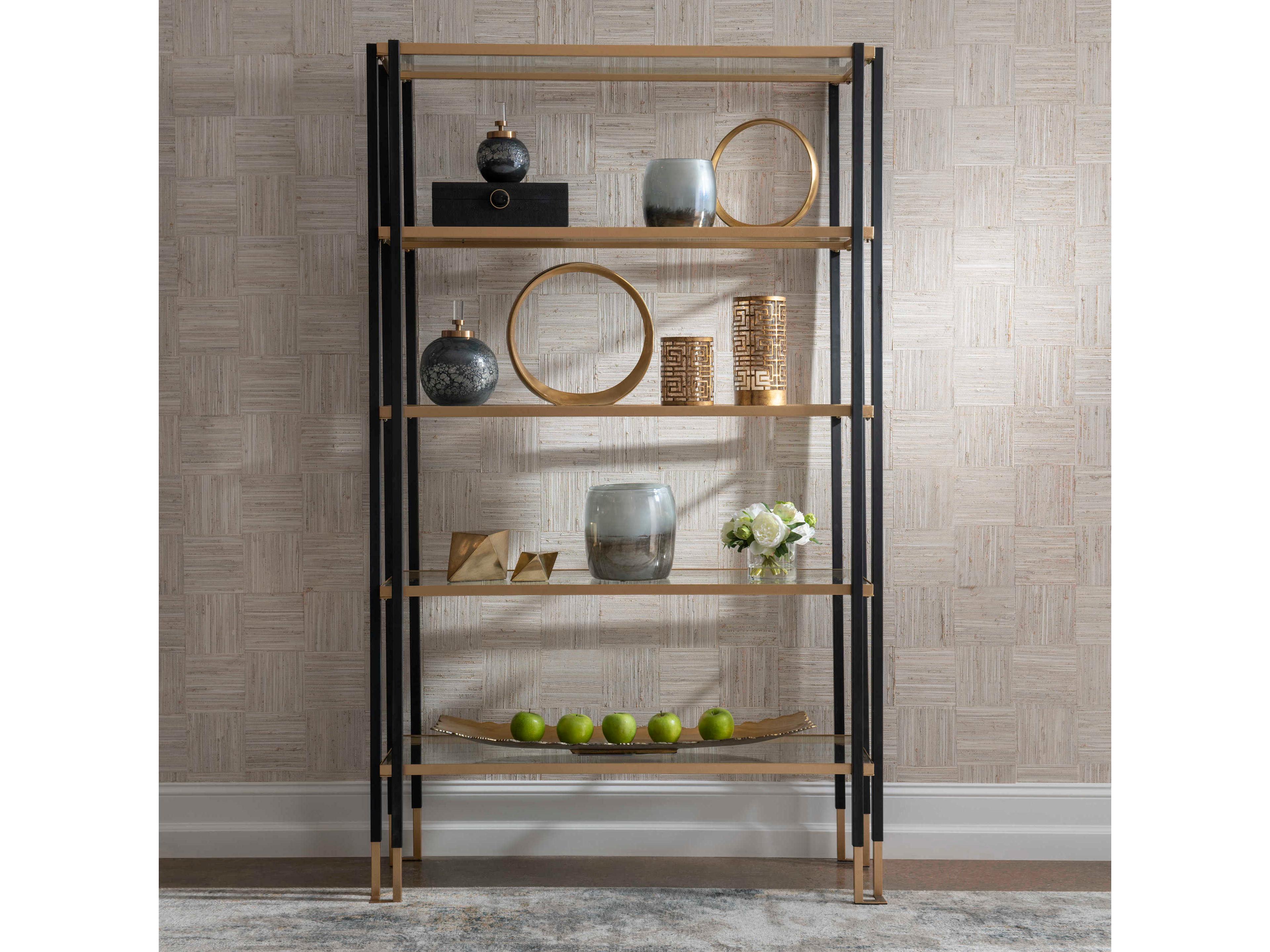 Uttermost Kentmore Matte Black / Brushed Gold Etagere