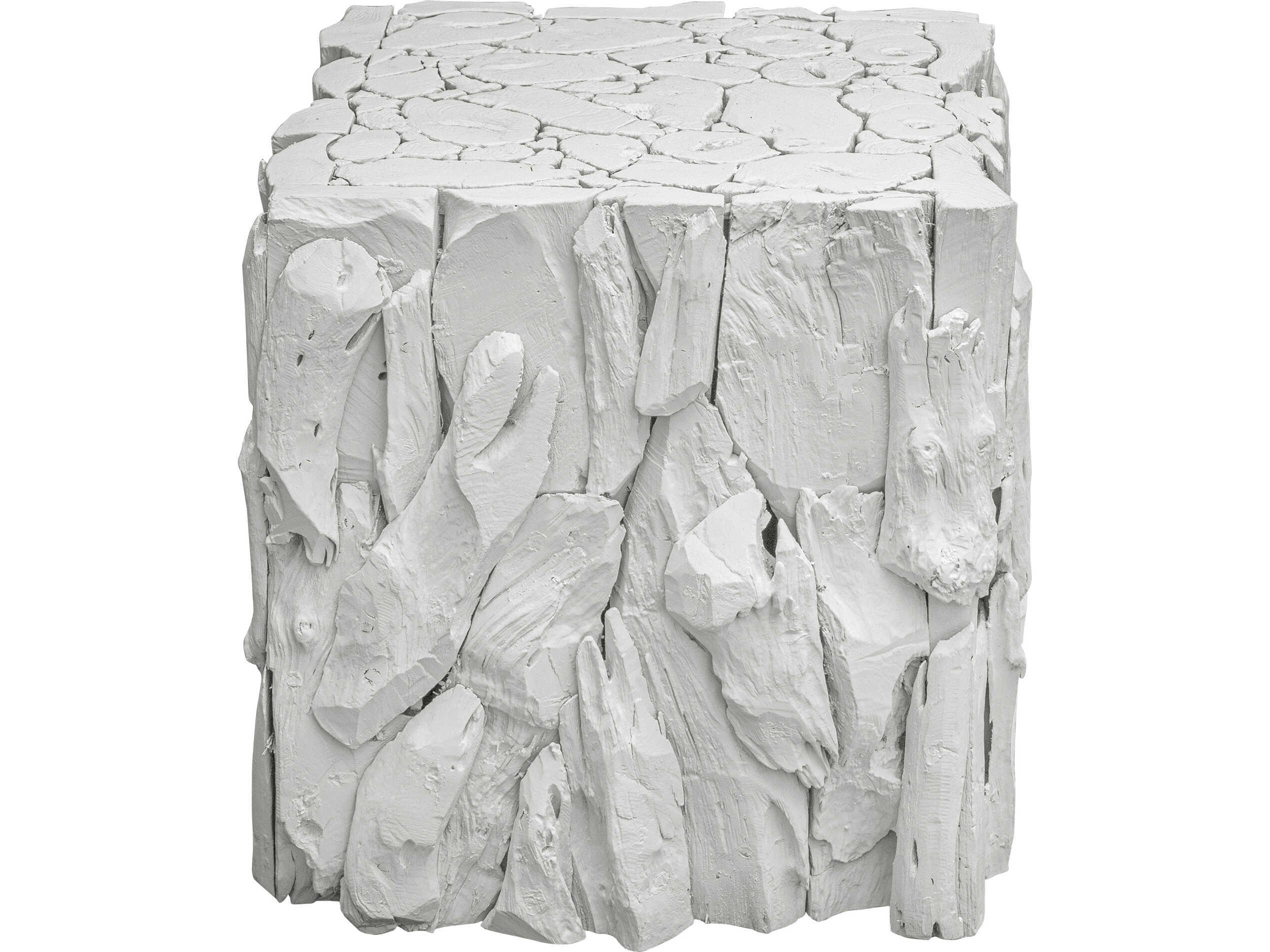 Uttermost Teak Root Square Wood White End Table