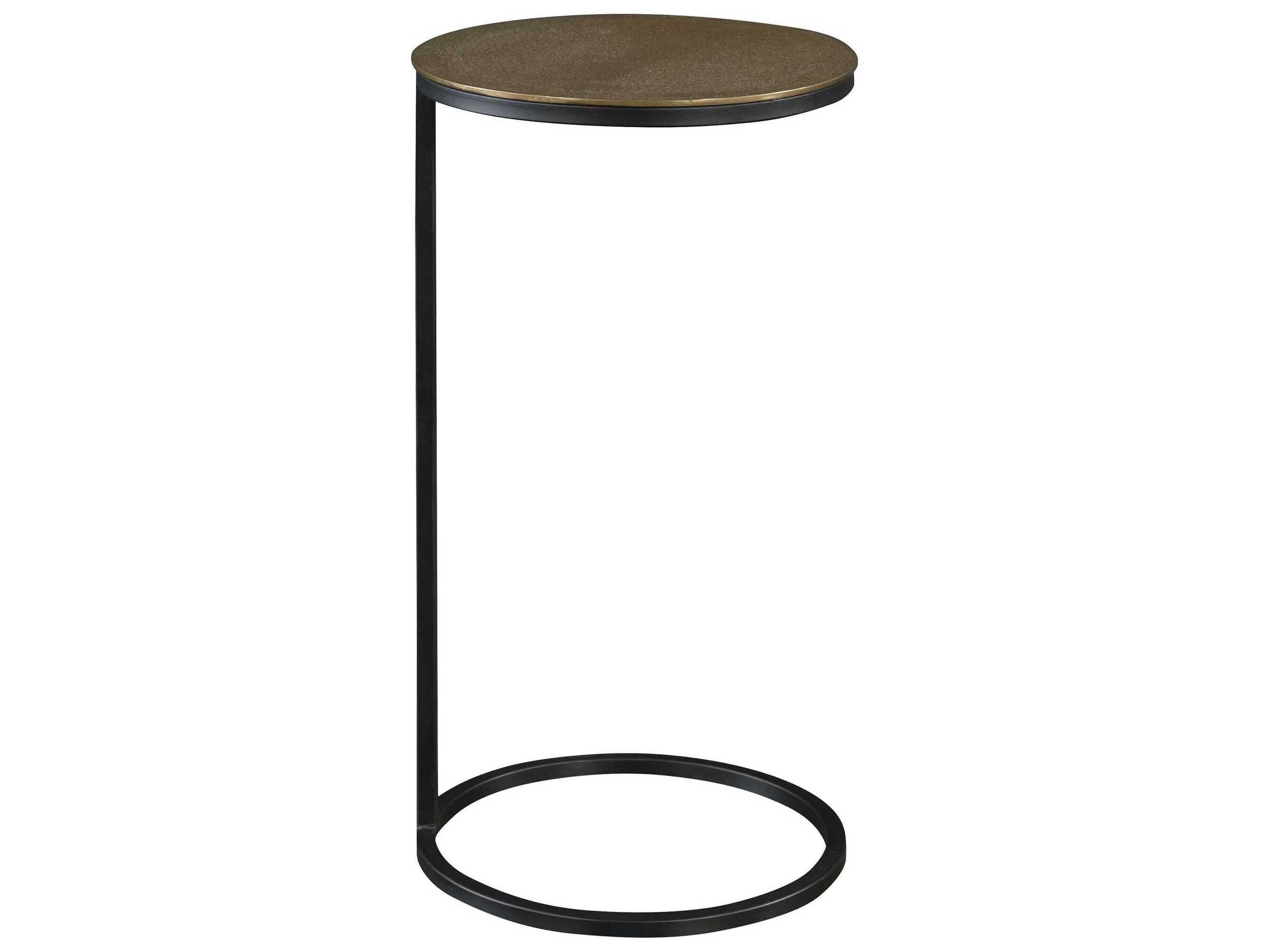 Uttermost Brunei Round Metal Antique Gold Aged Black End Table