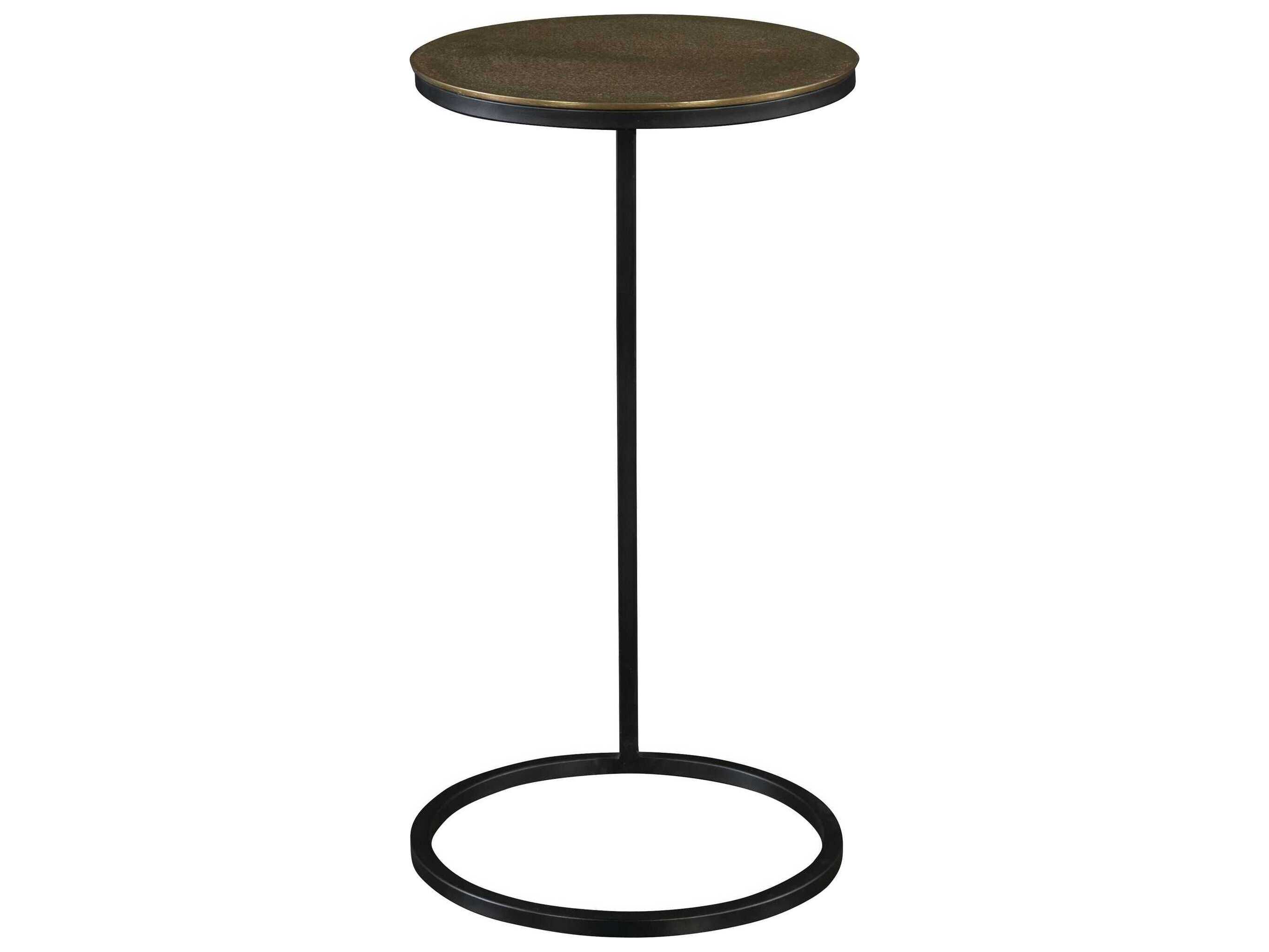 Uttermost Brunei Round Metal Antique Gold Aged Black End Table