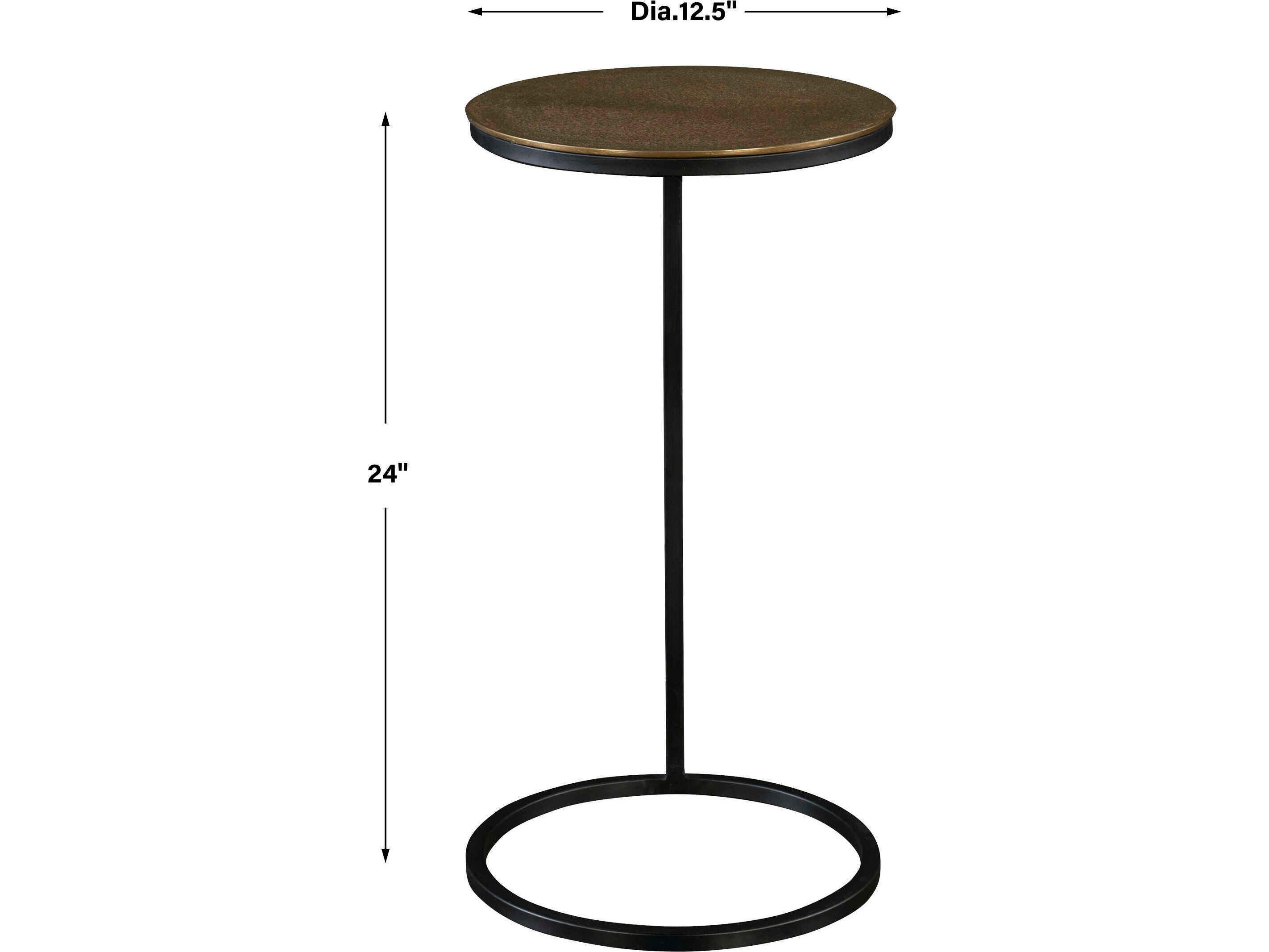Uttermost Brunei Round Metal Antique Gold Aged Black End Table