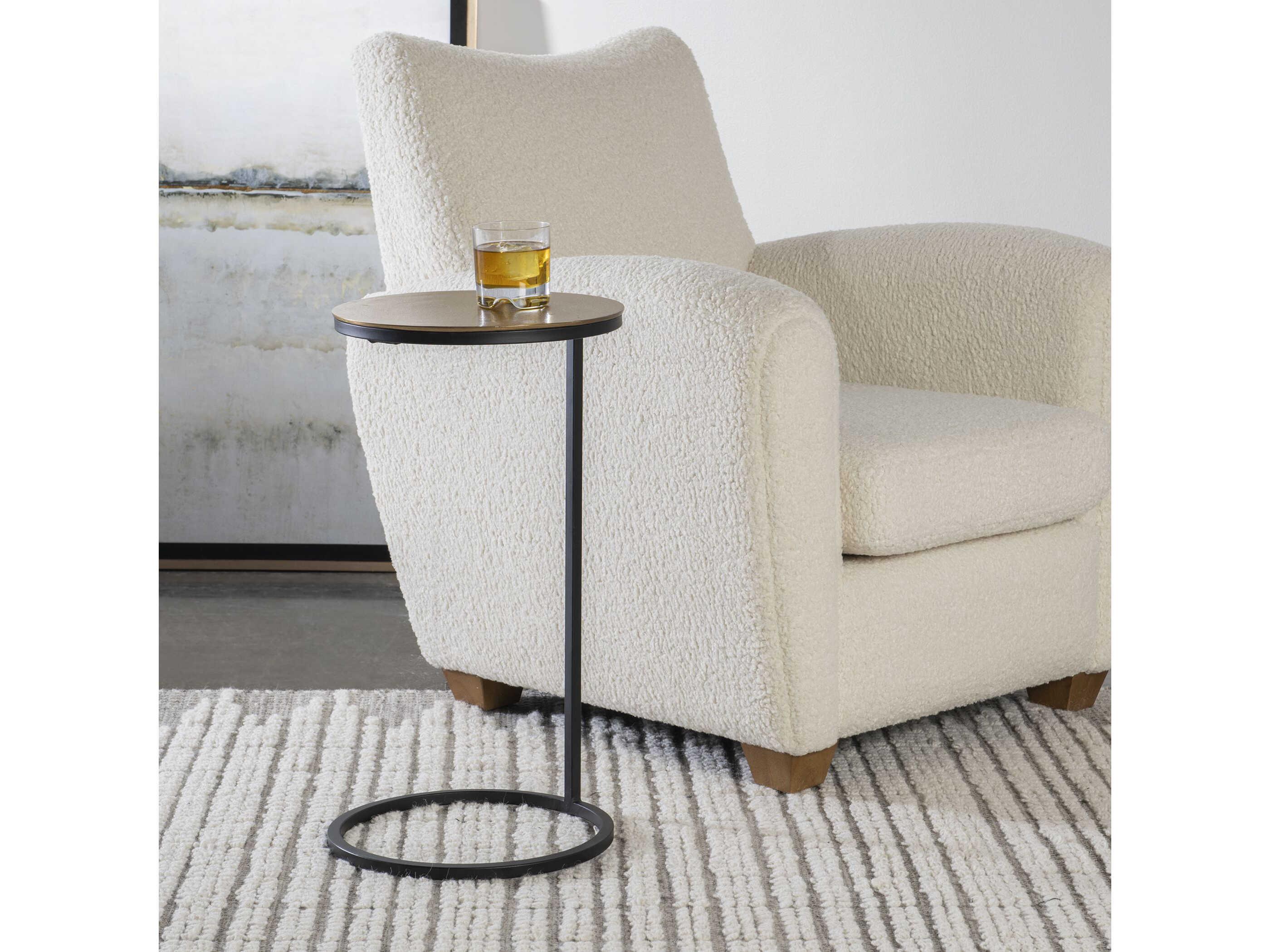 Uttermost Brunei Round Metal Antique Gold Aged Black End Table