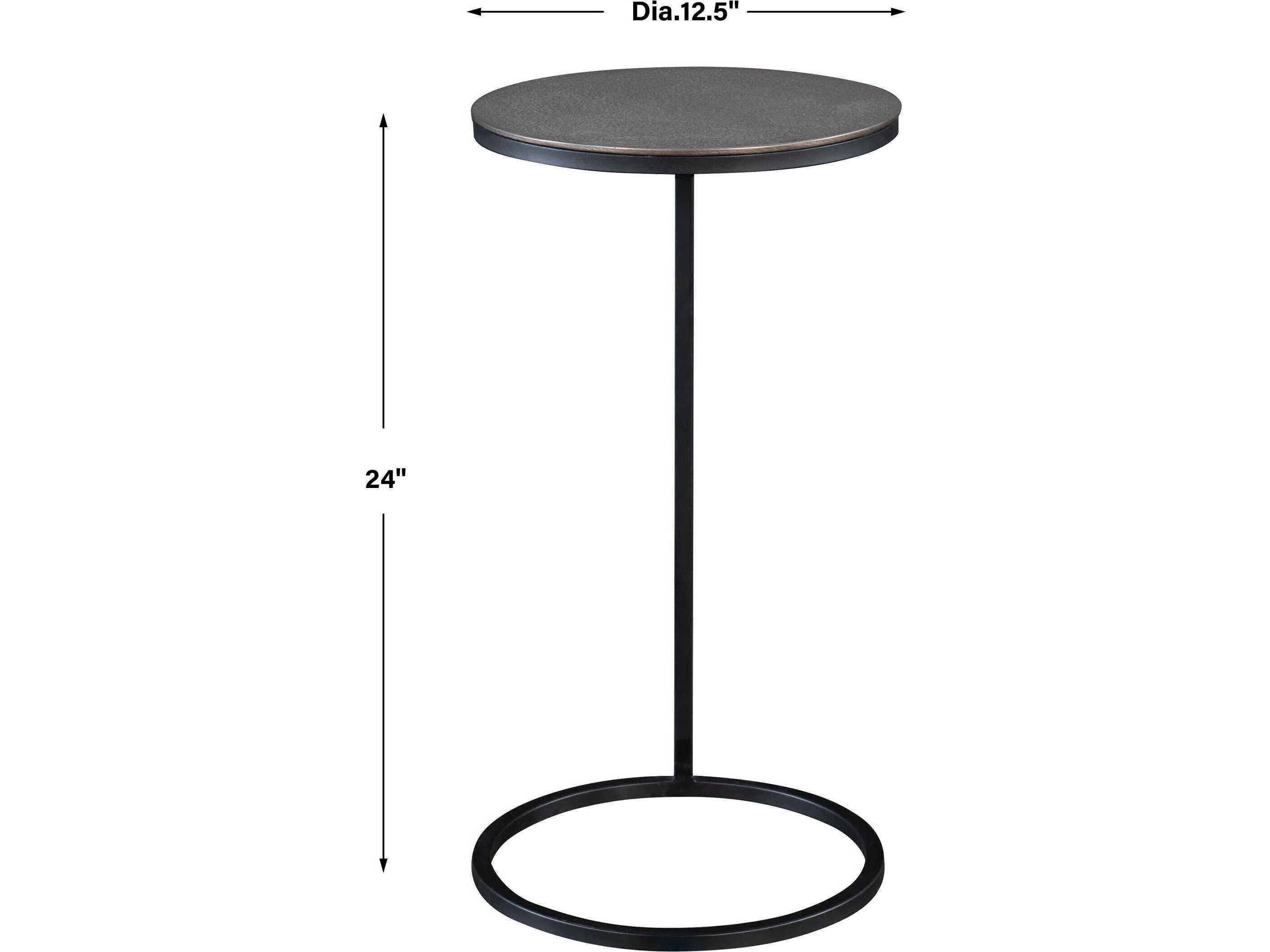 Uttermost Brunei Round Metal Antique Nickel Aged Black End Table