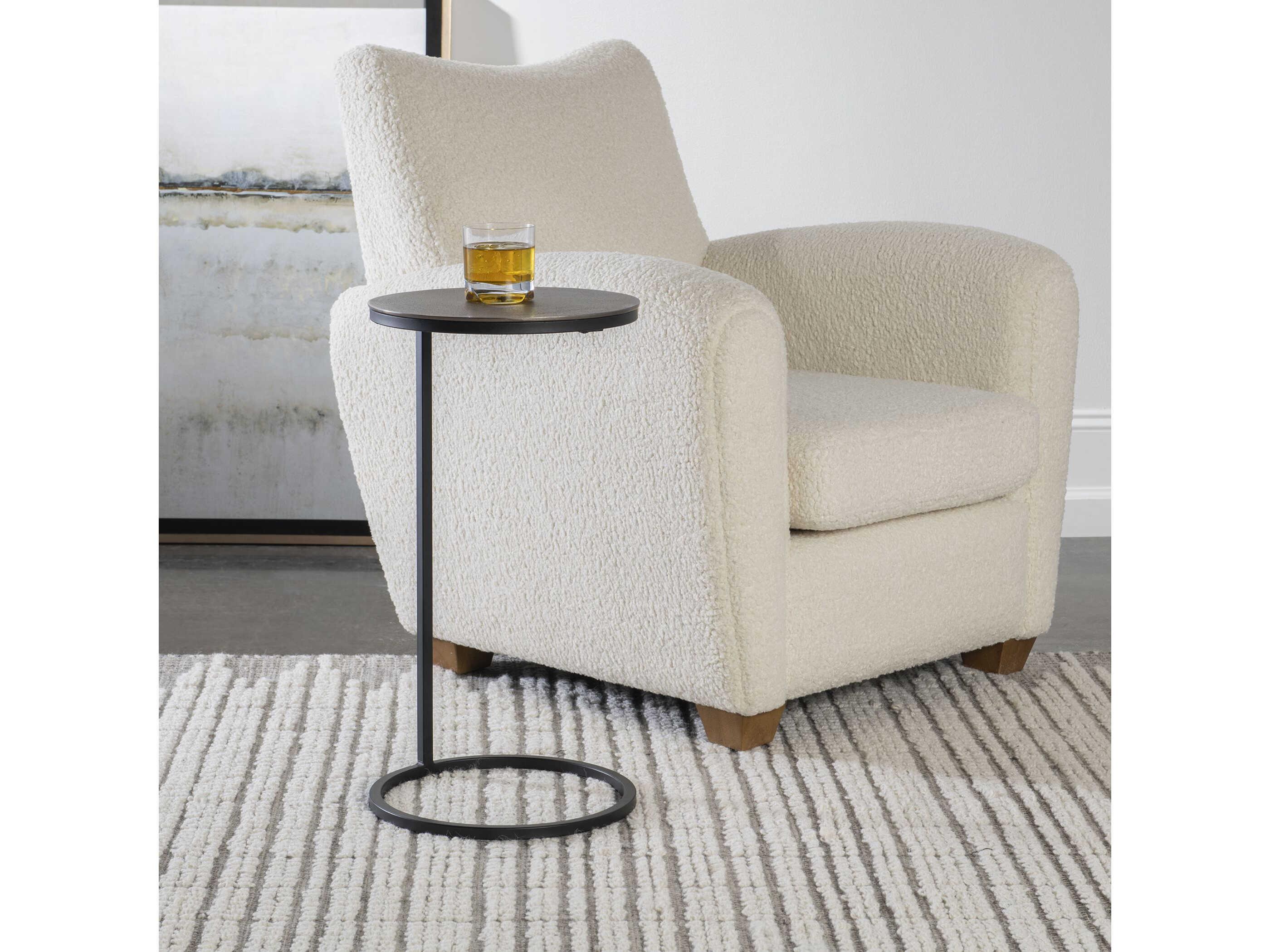 Uttermost Brunei Round Metal Antique Nickel Aged Black End Table