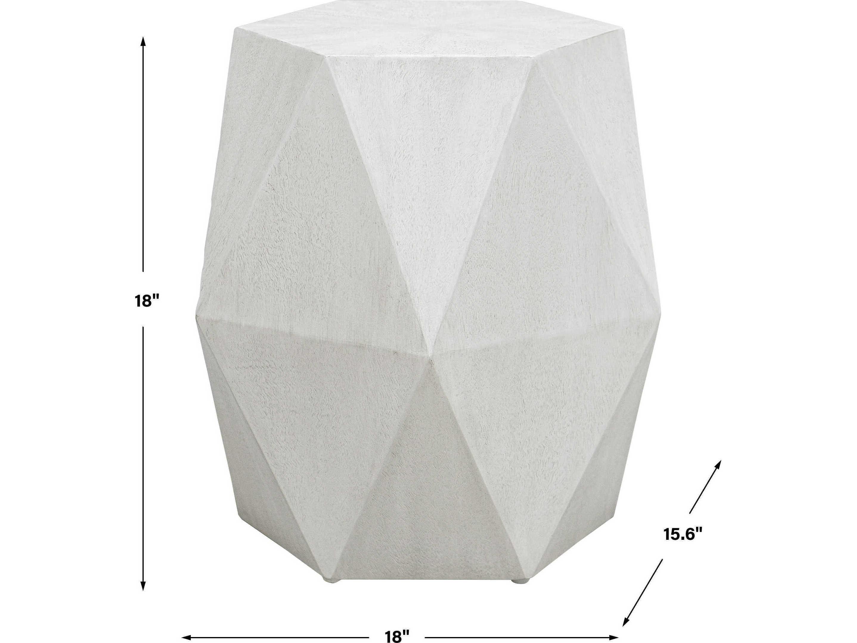 Uttermost Volker Hexagon Wood White End Table