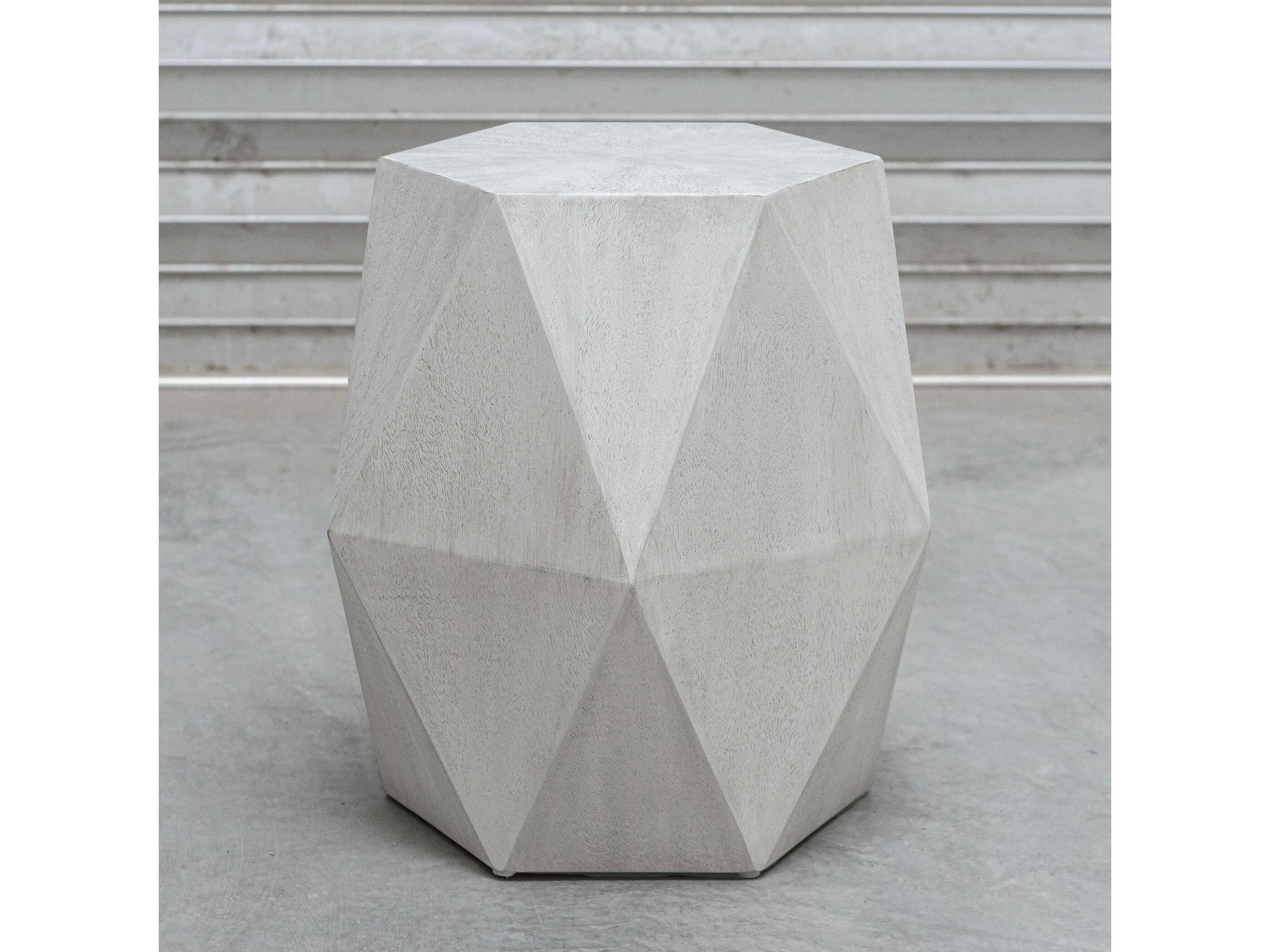 Uttermost Volker Hexagon Wood White End Table