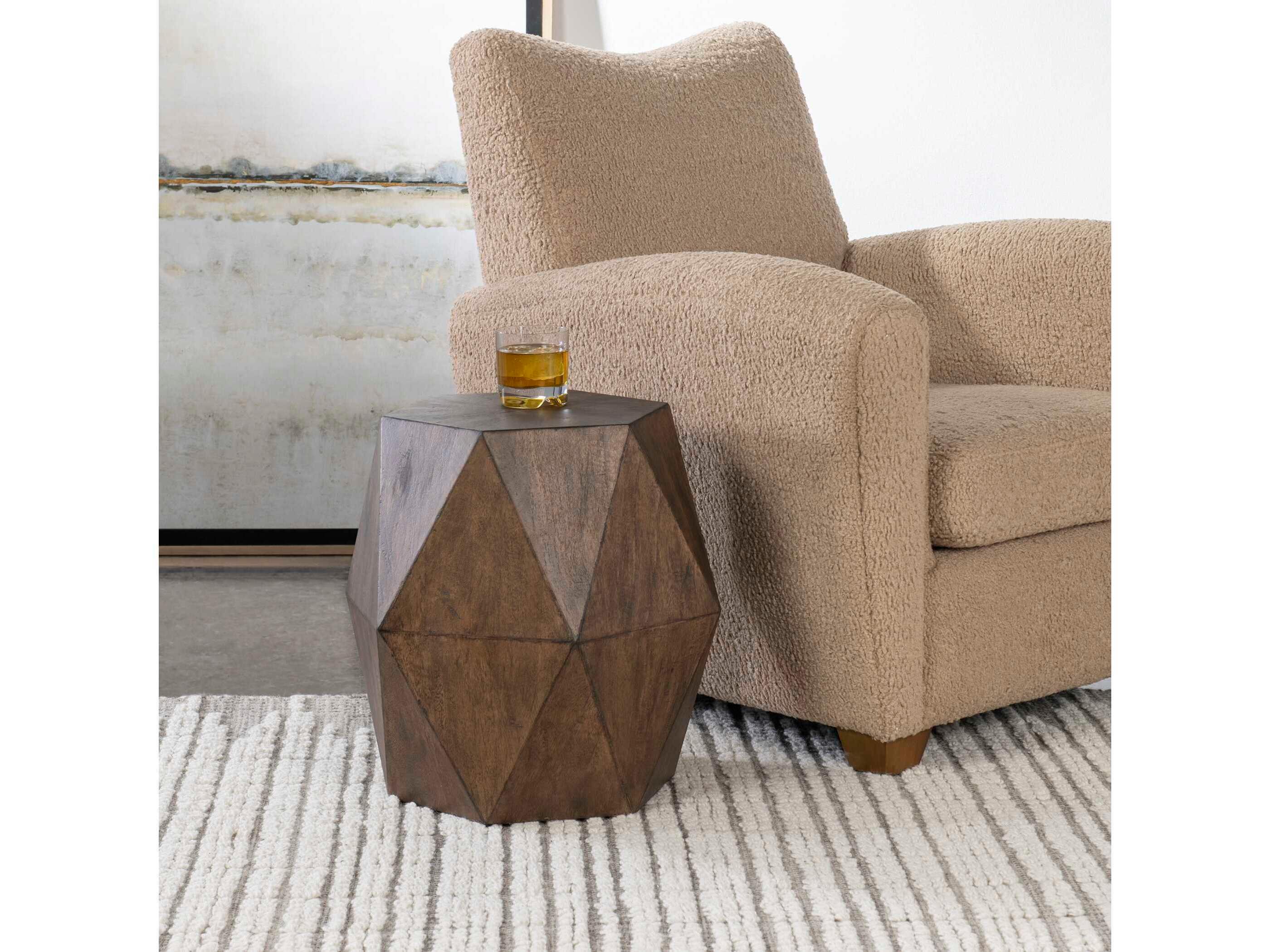 Uttermost Volker Hexagon Wood Burnished Honey End Table