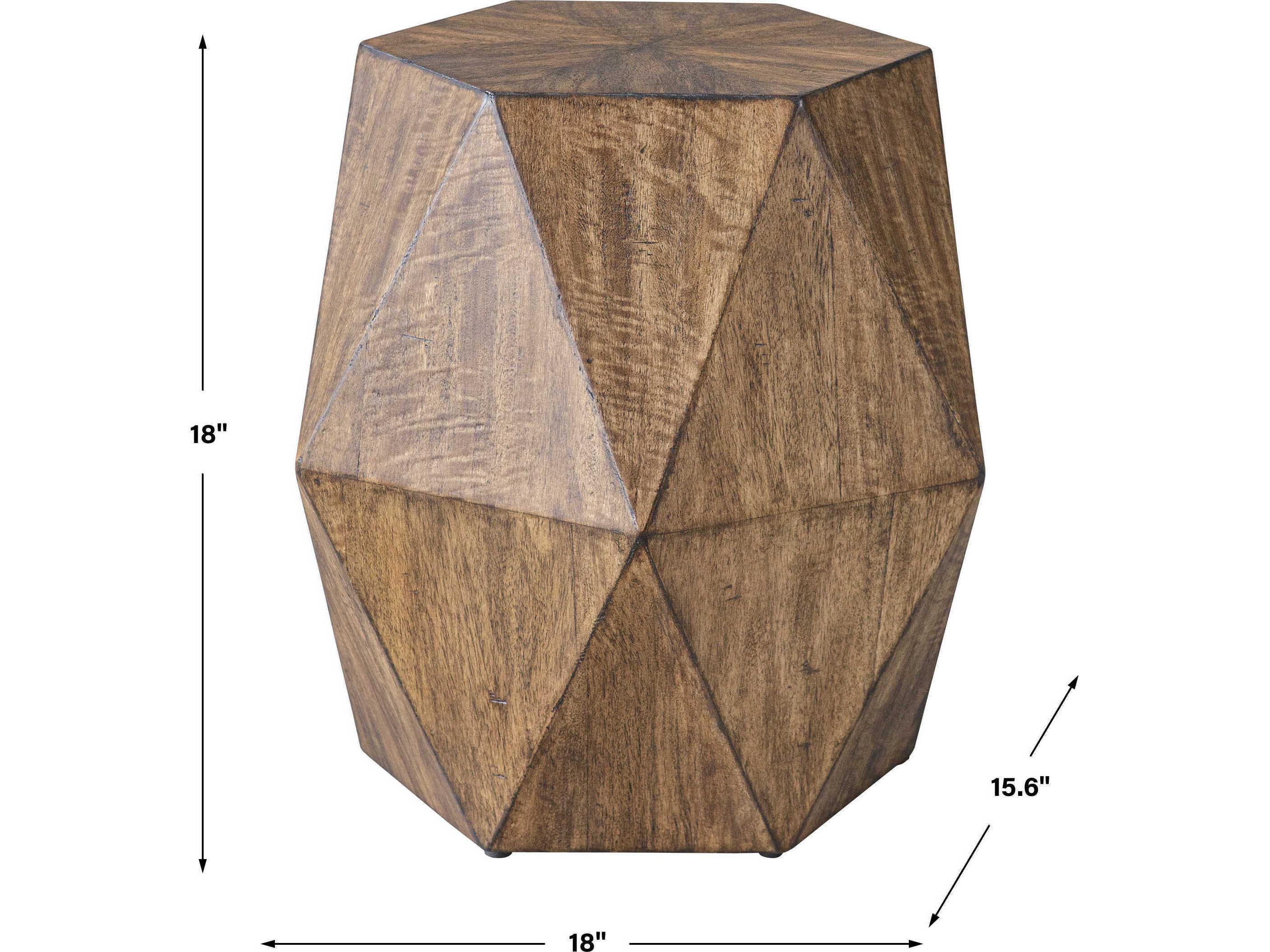 Uttermost Volker Hexagon Wood Burnished Honey End Table
