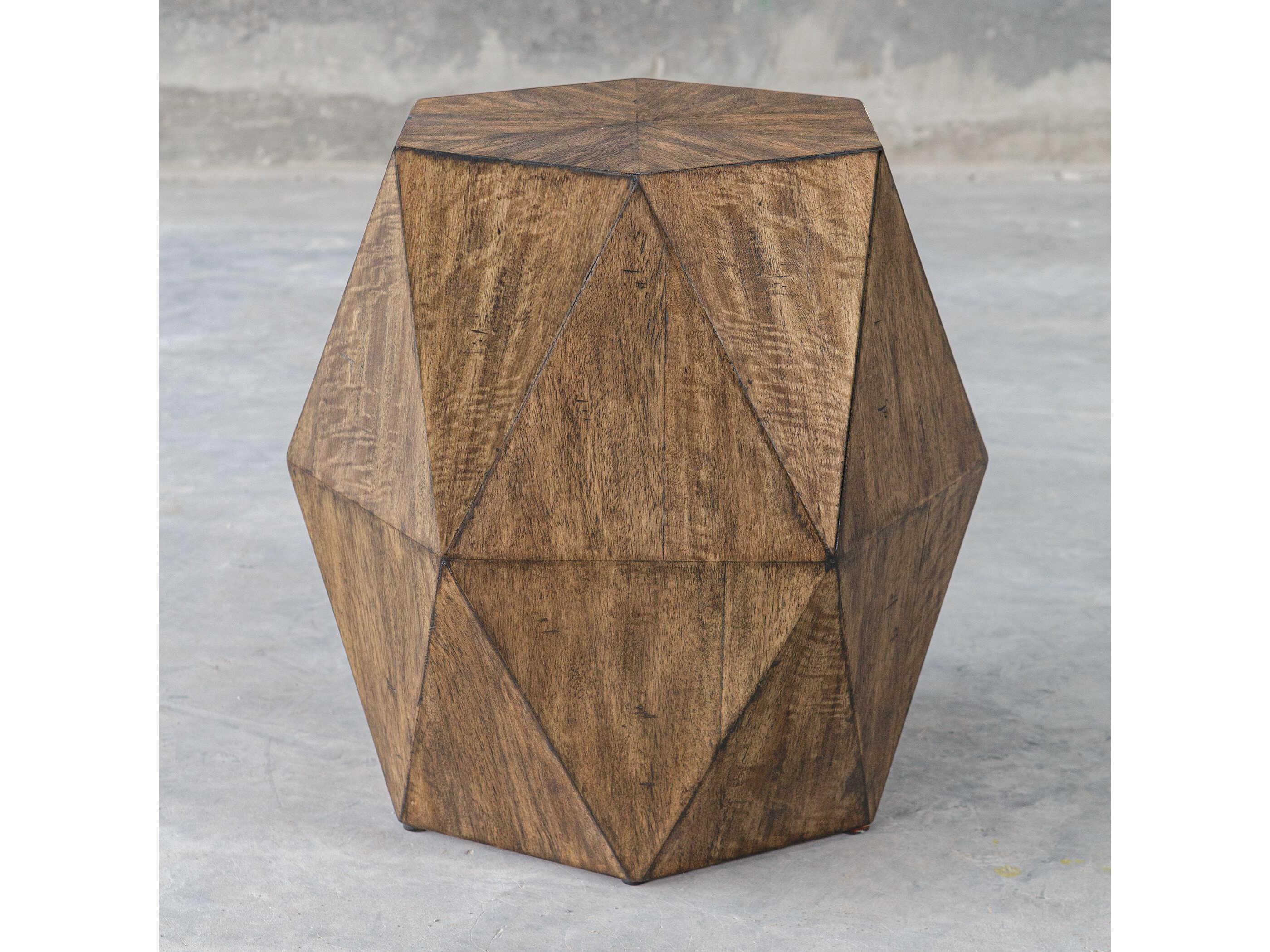 Uttermost Volker Hexagon Wood Burnished Honey End Table