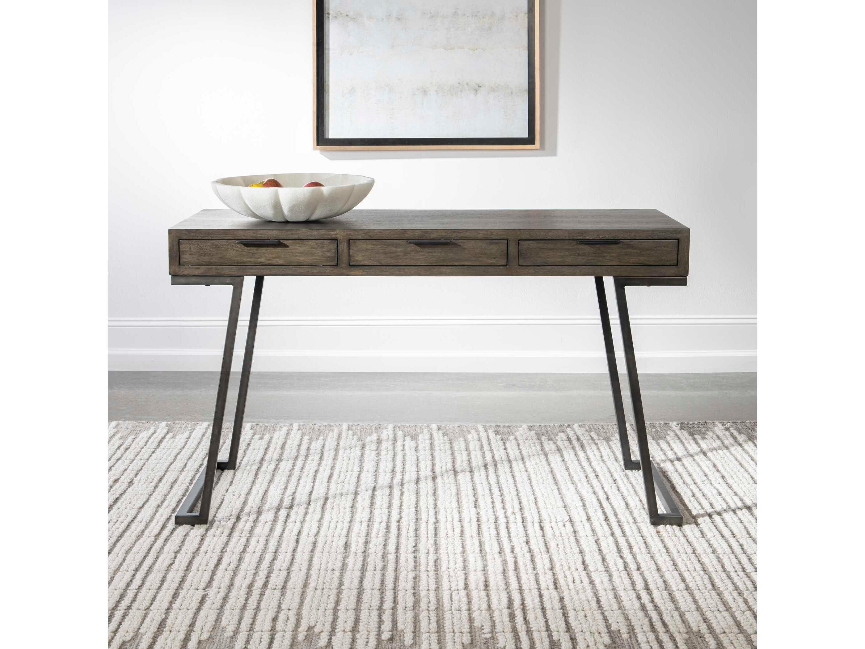 Uttermost Comrade Natural Aged Steel Brown Mango Wood Writing Desk