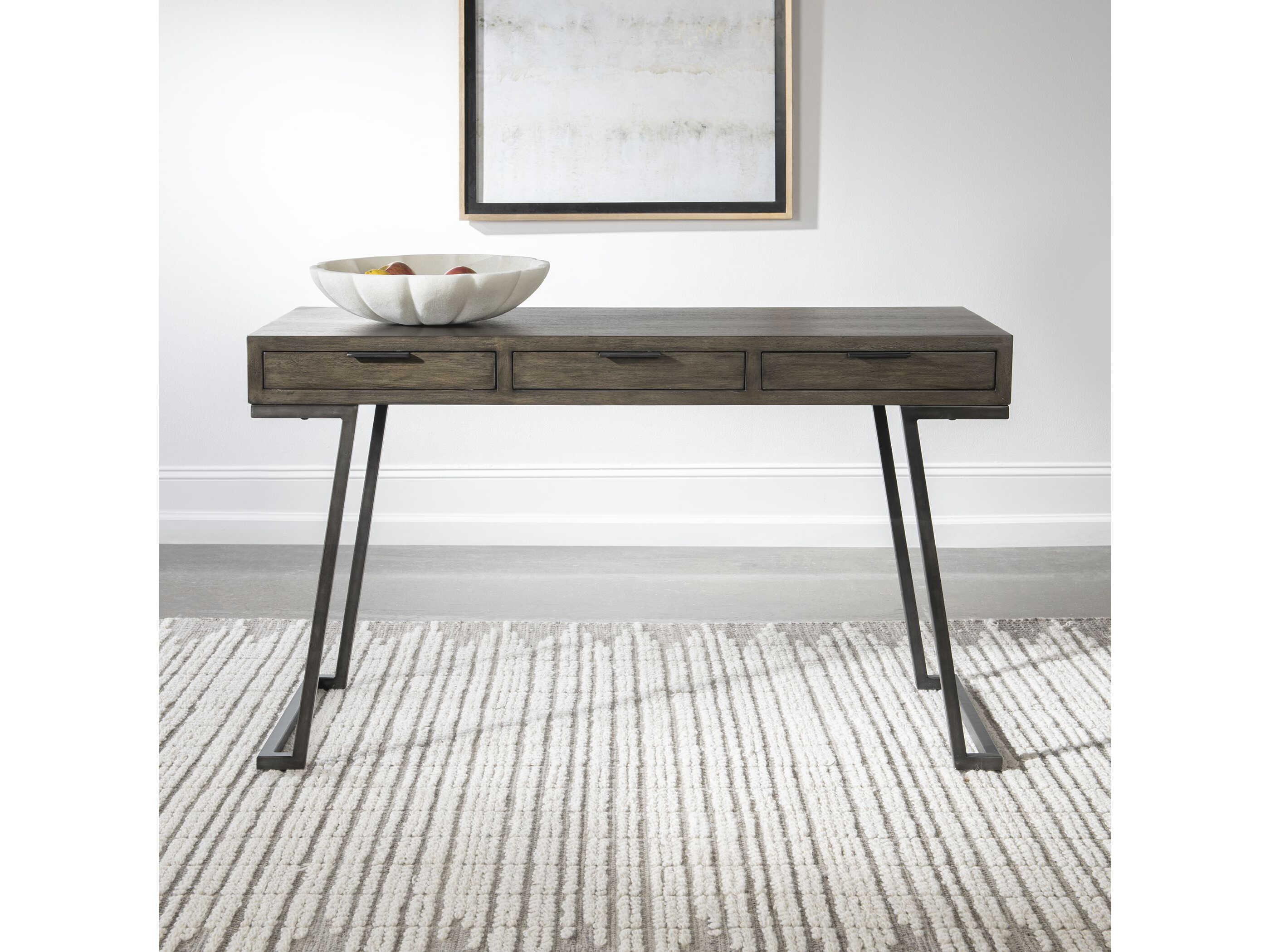 Uttermost Comrade Natural Aged Steel Brown Mango Wood Writing Desk