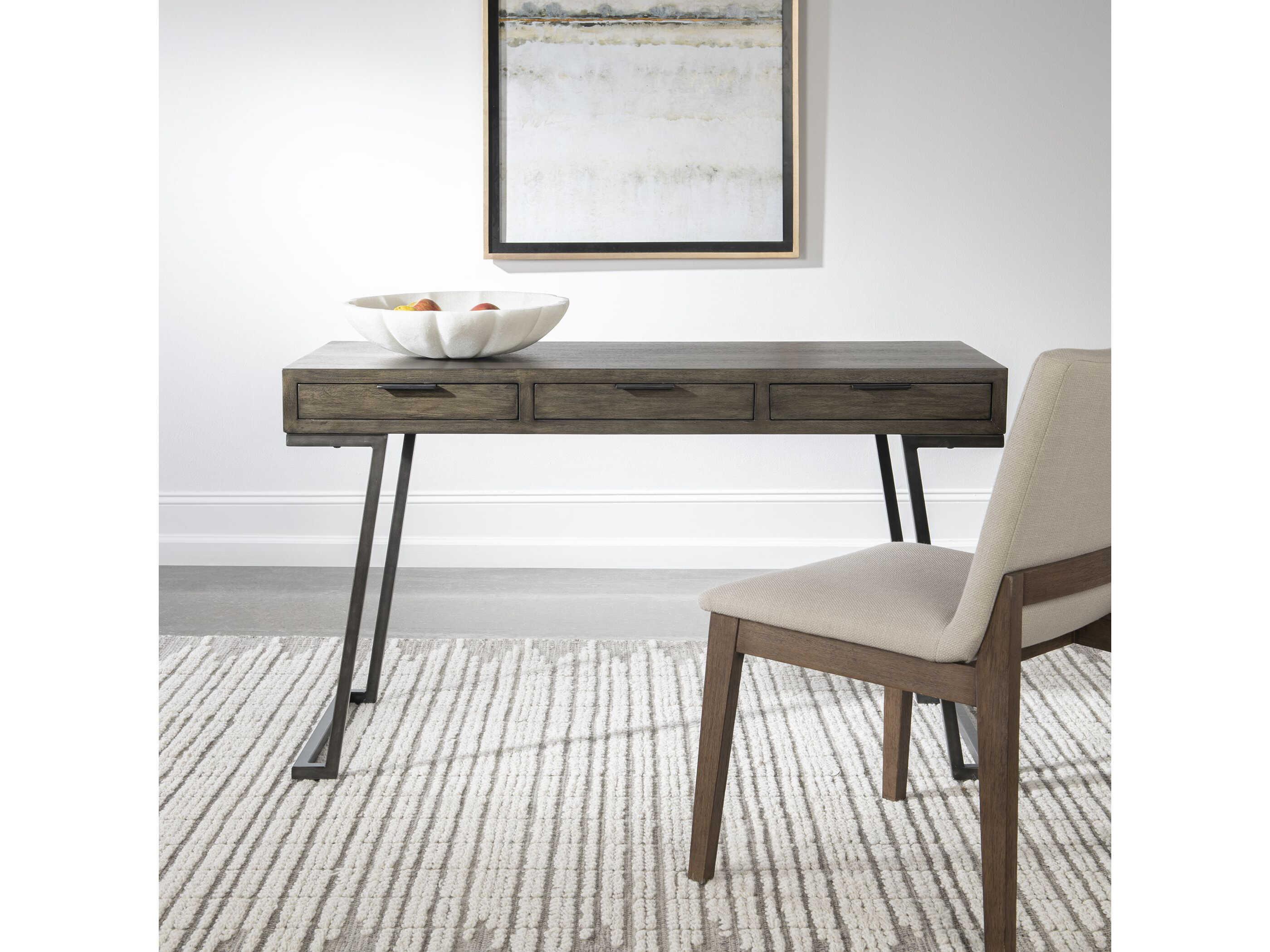 Uttermost Comrade Natural Aged Steel Brown Mango Wood Writing Desk