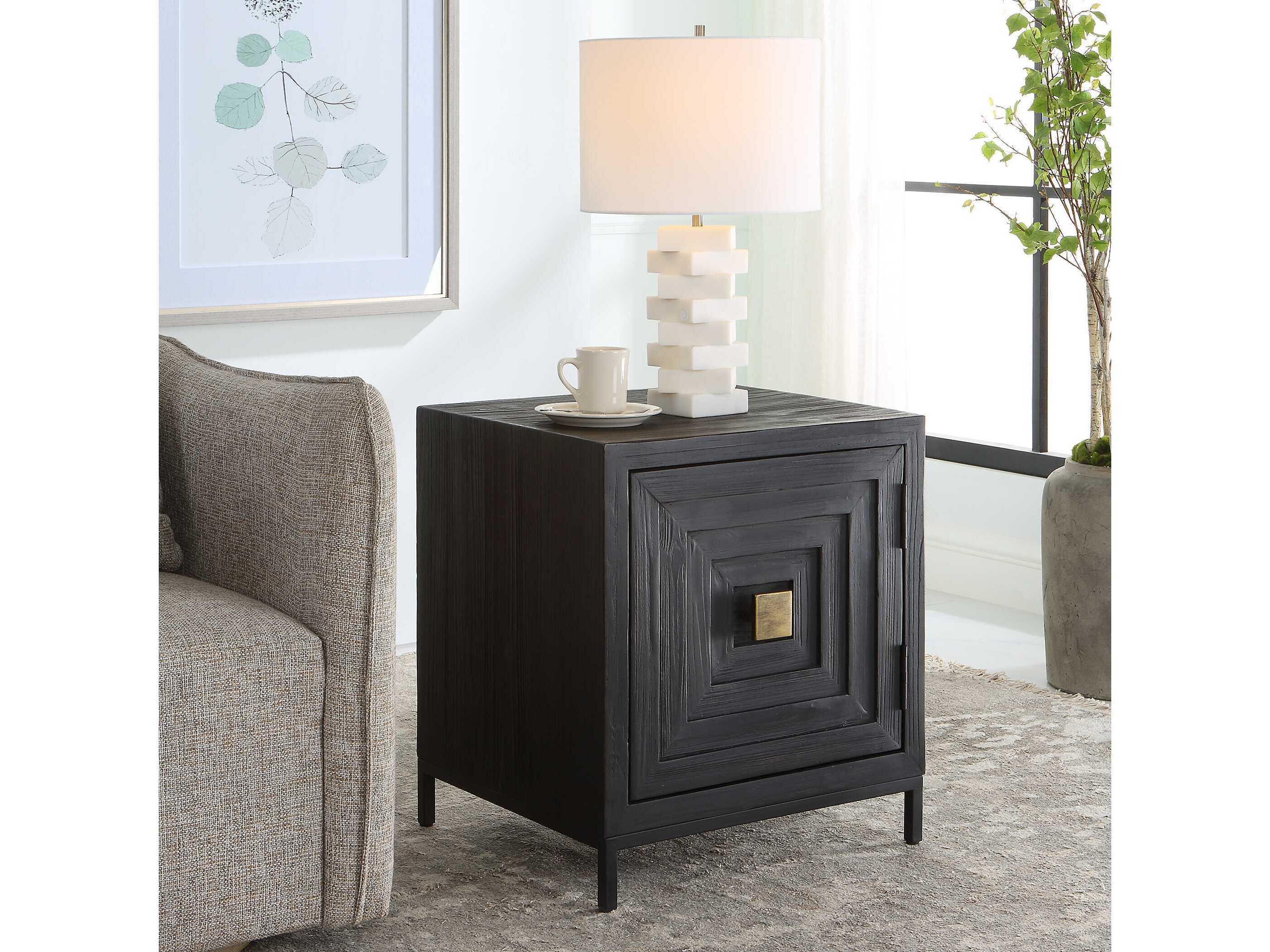 Uttermost Aiken Square Wood Dark Ebony Stain End Table