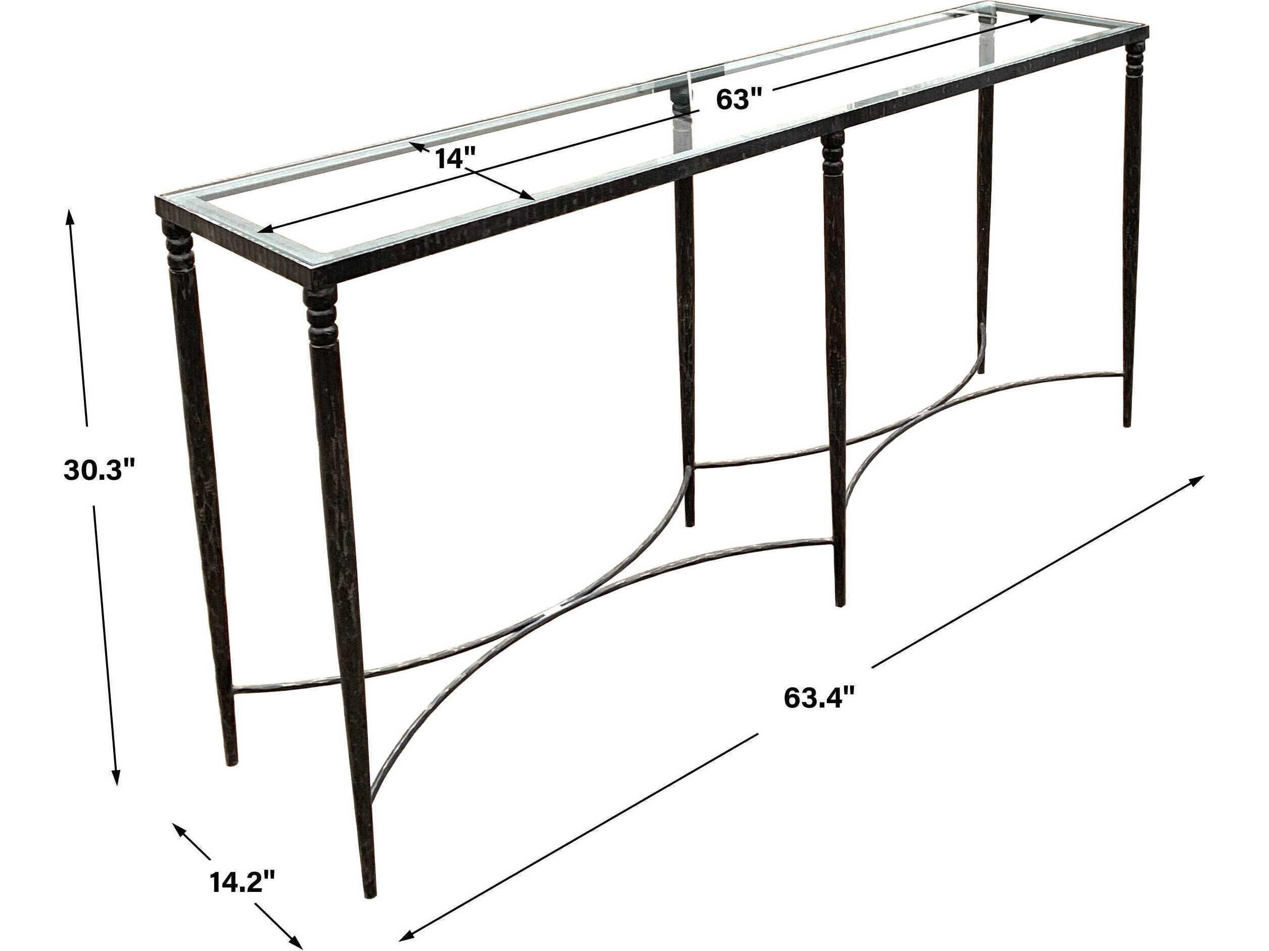 Uttermost Washington Rectangular Glass Natural Rustic Black Console Table