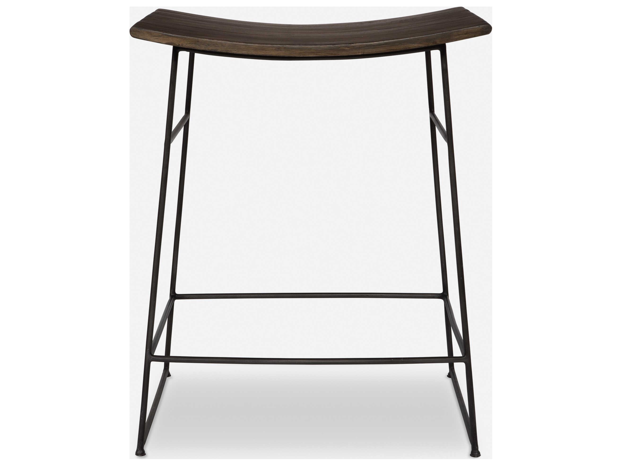 Uttermost Thura Rich Walnut Dark Gunmetal Mango Wood Counter Stool