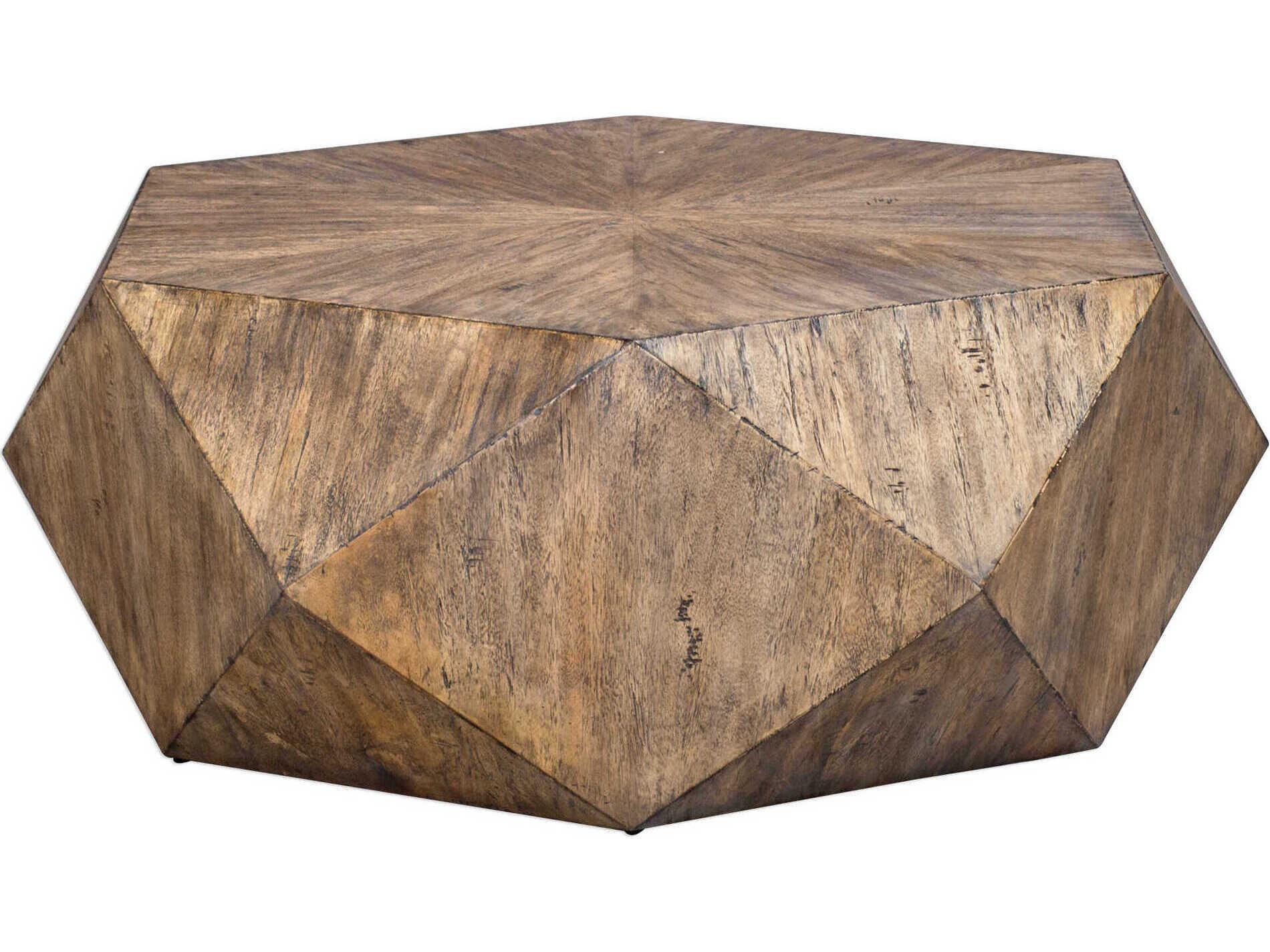 Uttermost Volker Hexagon Wood Burnished Honey Coffee Table